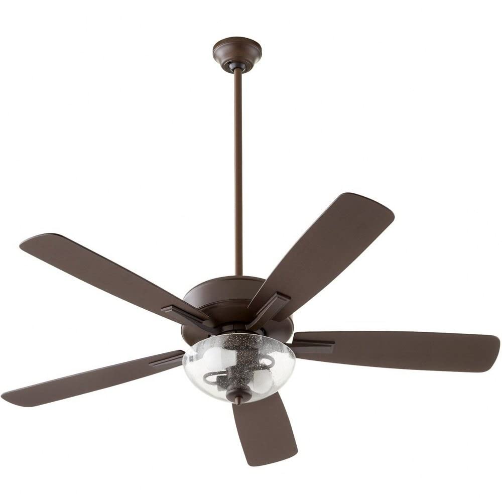 Quorum 4525-2286 Ovation 52-Inch Ceiling Fan with LED Light Kit, Oiled Bronze Finish - Perfect for Living Room, Bedroom, and Outdoor Covered Patio