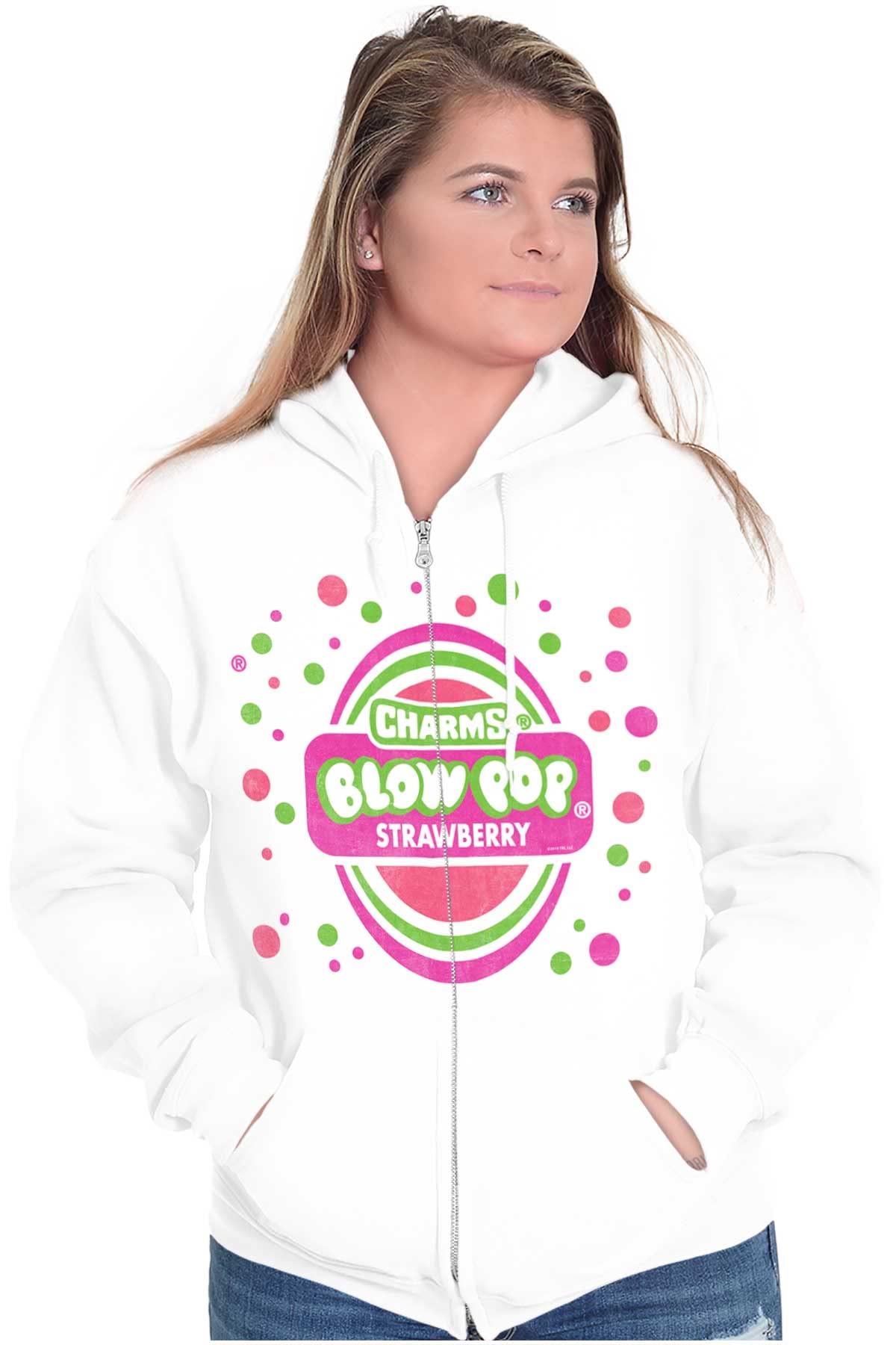 Brisco Brands Strawberry Bubblegum Blow Pop Zip Up Hoodie for Men & Women - Trendy Unisex Streetwear for Casual Outings & Pop Culture Fans