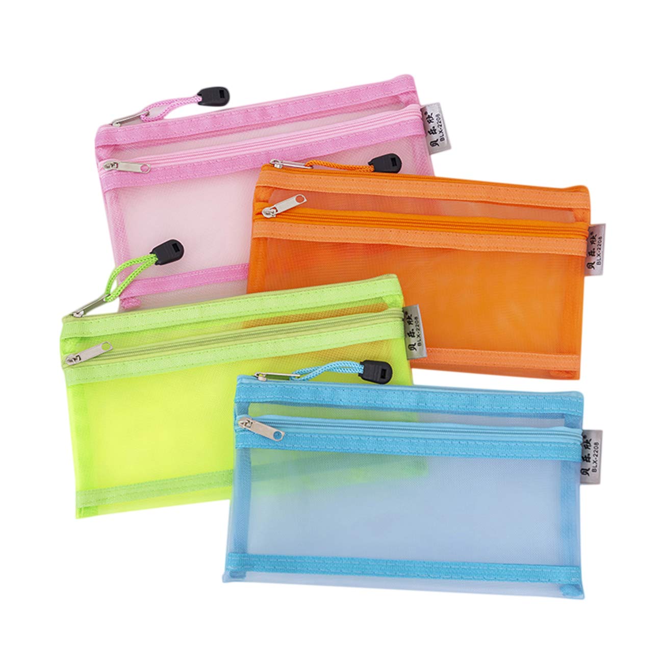 4 Pack Mesh Zipper Pouch Set - Waterproof Cosmetic Organizer Bags for Makeup, Office Supplies & Travel Accessories (Ideal for Travel, Gym, Toiletries & Daily Organization)
