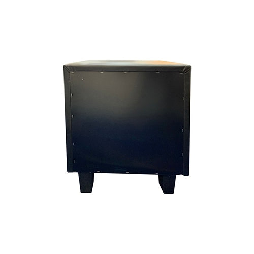 Black PU Leather Bedside Table with 2 Drawers - Nightstand with Storage for Bedroom, Living Room & Office Use