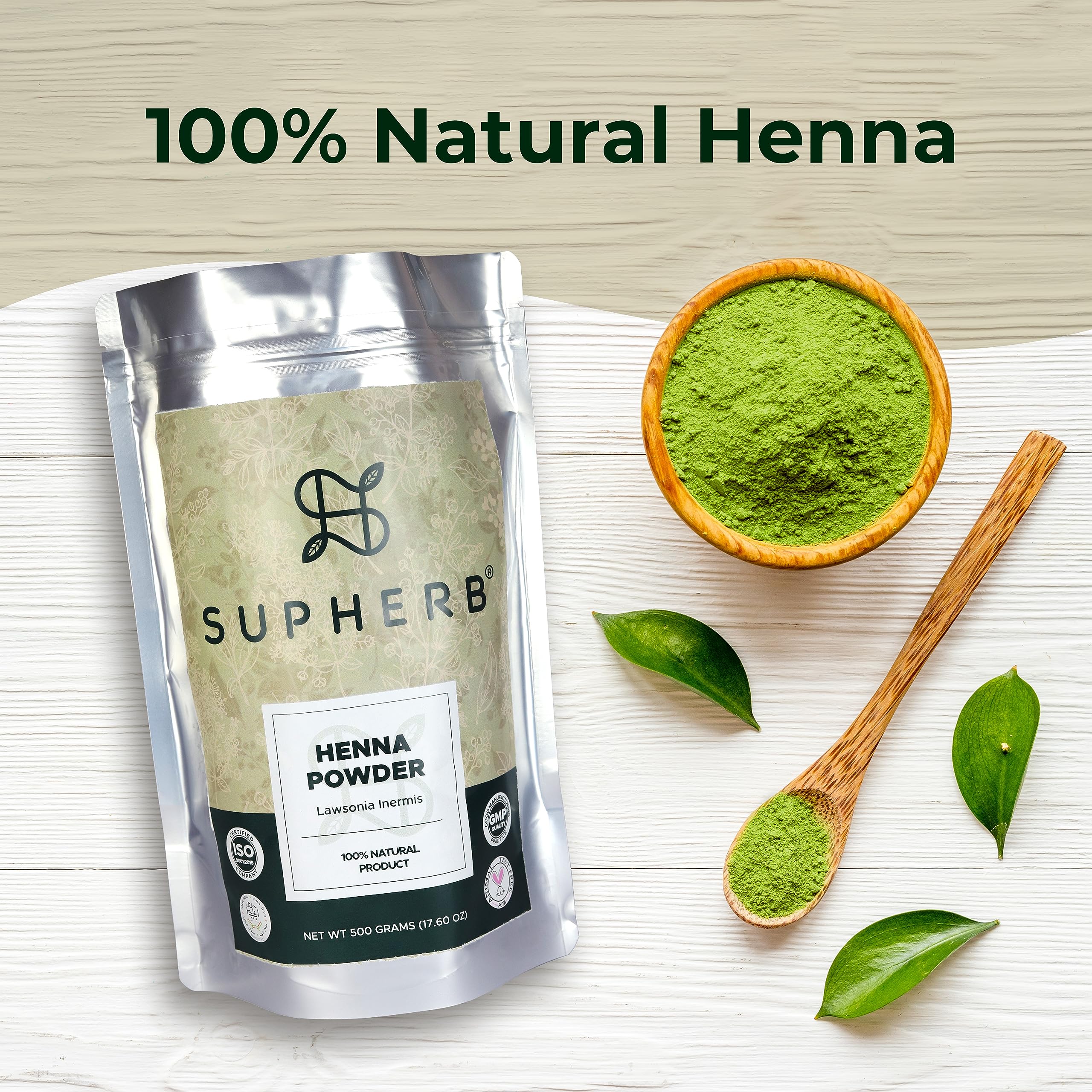 SUPHERB 100% Pure Organic Henna Powder for Natural Hair Color & Conditioning - Chemical-Free, No Preservatives - 500g for Men & Women - Perfect for DIY Hair Dye, Gray Coverage & Ayurvedic Hair Care