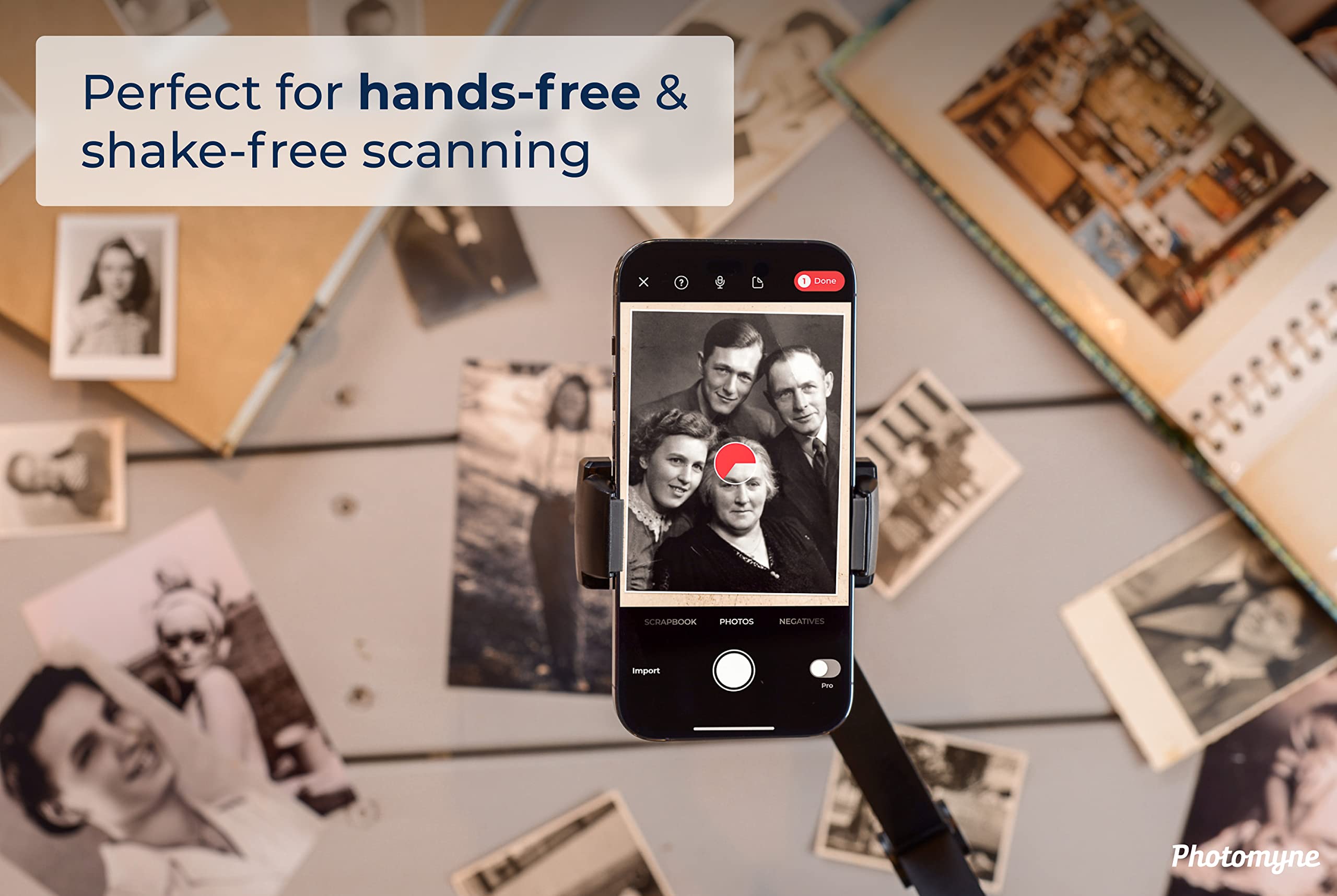 Adjustable Phone & Tablet Stand with Clamp - Hands-Free Photo Scanning, Stable Desk Mount for Phones & Tablets - Wide Compatibility, Height Adjustable with 2 Flexible Arm Heads - Perfect for Video Calls, Online Learning & Document Scanning
