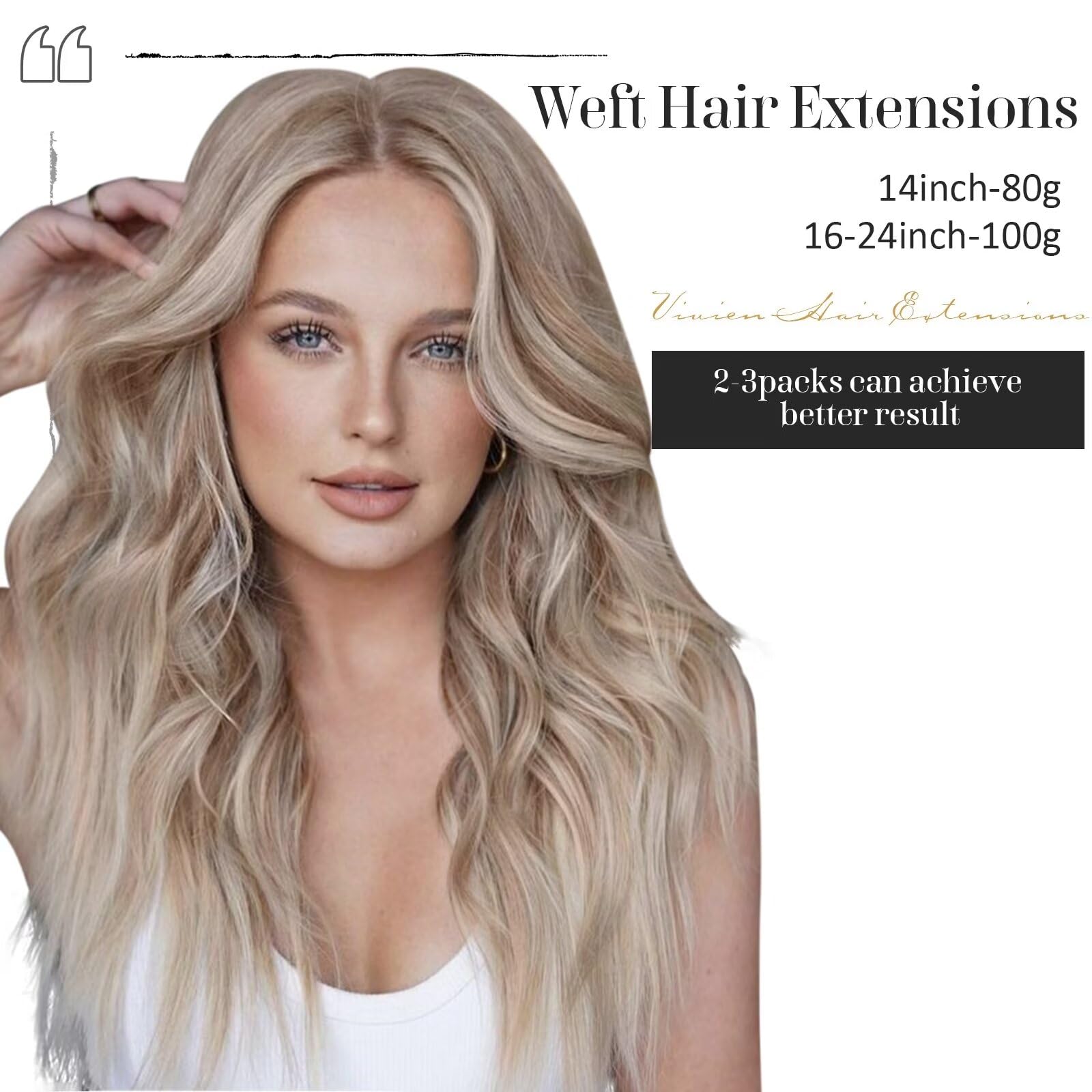 20 Inch 80G Blonde Human Hair Extensions - Golden Blonde & Light Blonde Sew-in Weft, 100% Real Human Hair, Straight & Thick Full Head Weft for Natural Look | Perfect for Parties, Weddings & Daily Styling