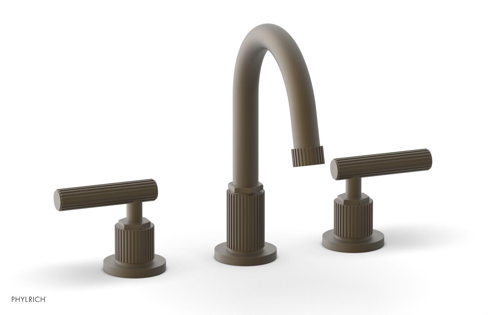 DUSTRIE Widespread Bathroom Faucet with Lever Handle - Grooved Design 370 02 for Modern Vanity Sinks and Powder Rooms