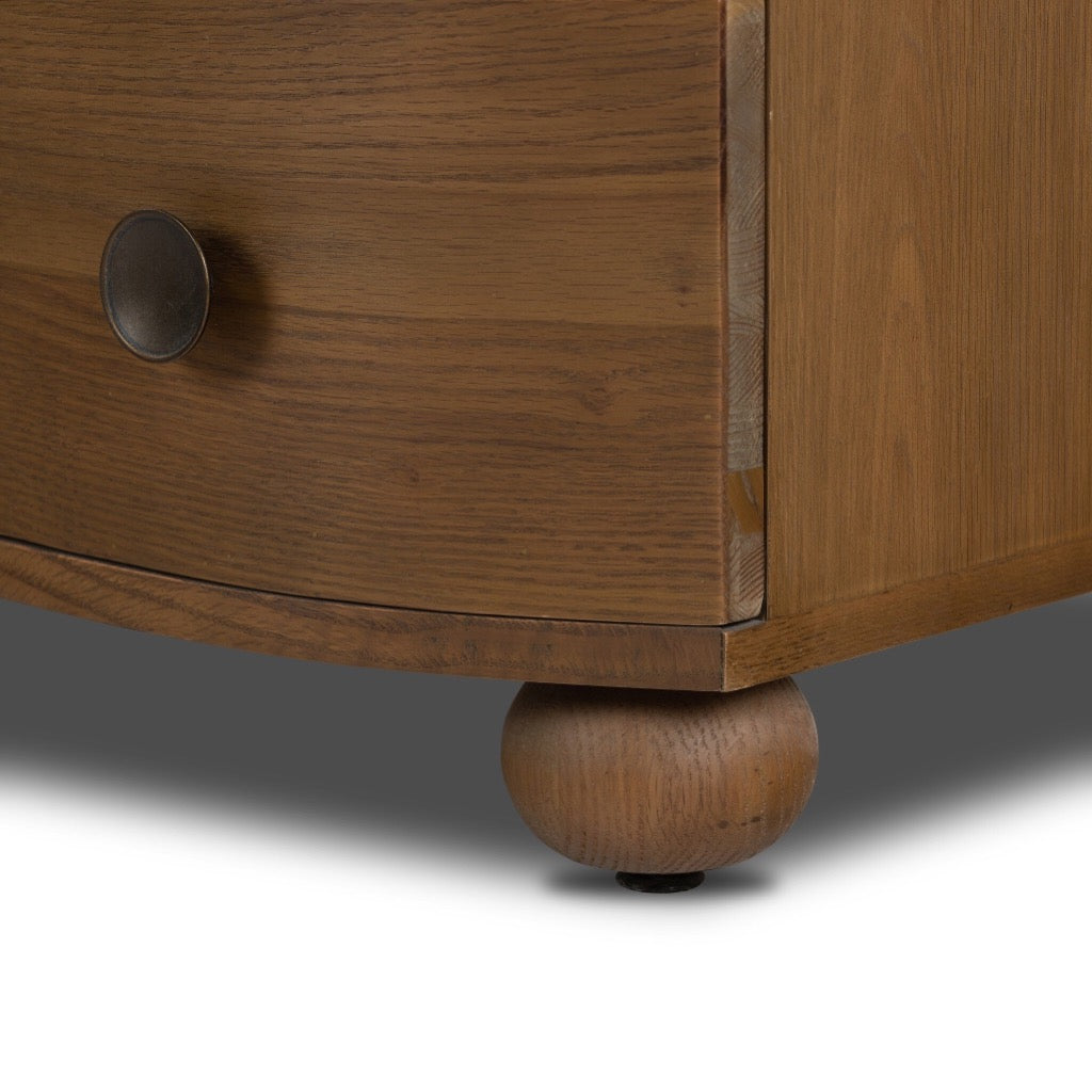 Tiago Nightstand - Modern Toasted Oak Veneer Bedside Table with Drawer for Bedroom, Living Room, or Guest Room - Stylish and Functional Storage Solution