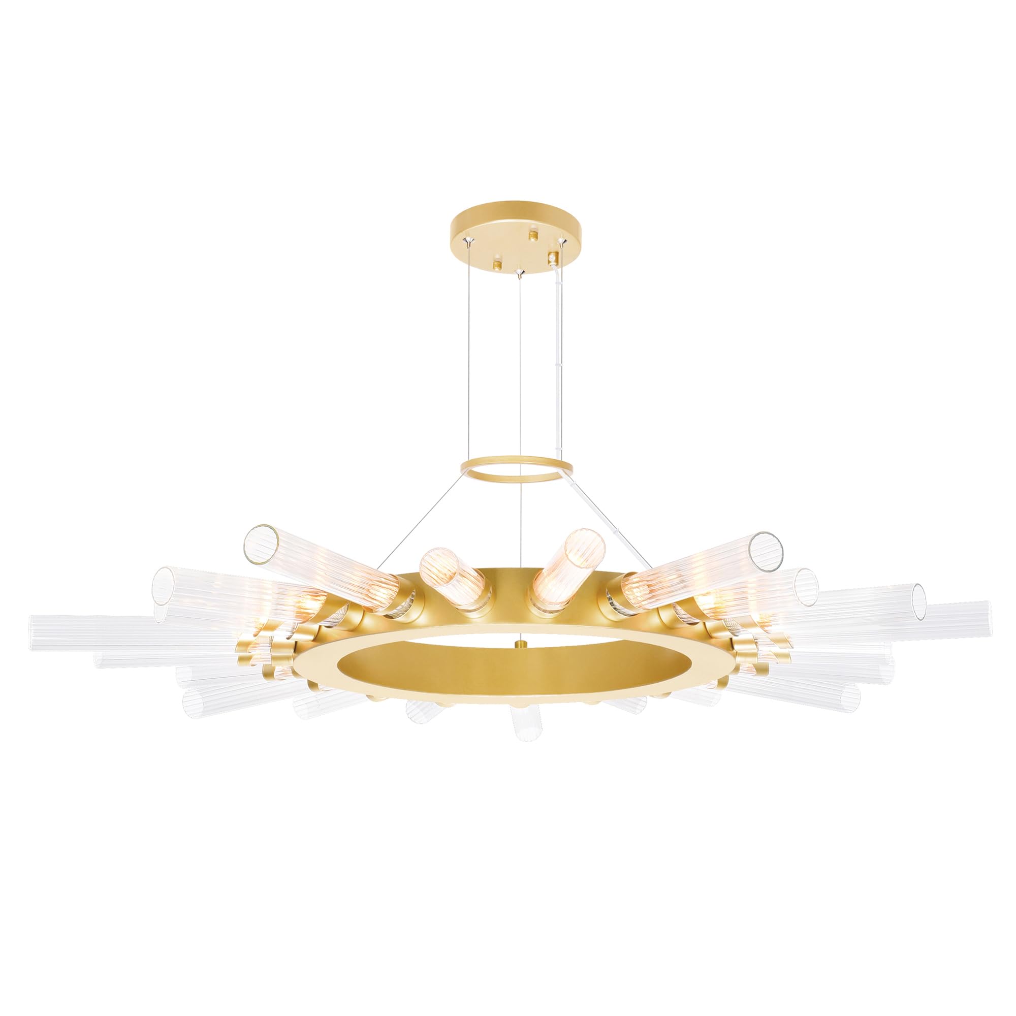 CWI Lighting 21-Light Modern Metal Chandelier in Satin Gold - Elegant Dining Room Ceiling Light Fixture for Home Decor