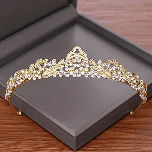 Luxury Gold-Colored Rhinestone Crown Tiara for Women - Elegant Queen Diadem Hairband, Wedding Bride Headpiece & Hair Accessories | Perfect for Weddings, Prom, Pageants, and Special Occasions