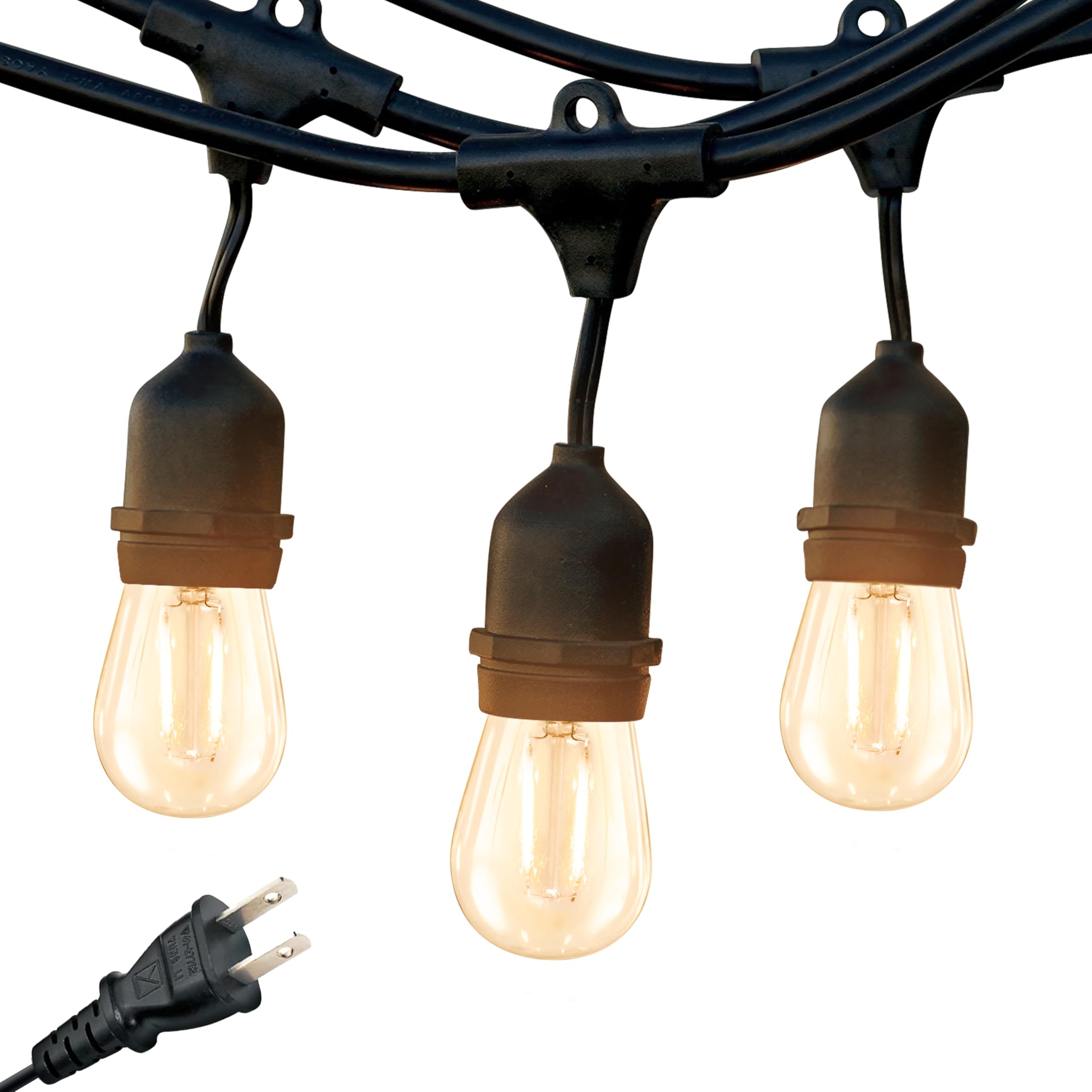 Brightech Ambience Pro Waterproof LED Outdoor String Lights - 24 Ft Commercial Grade Patio Lights with 7 Dimmable 2W Vintage Edison Bulbs - Perfect for Backyard, Garden, Cafe, Restaurant & Wedding Decorations
