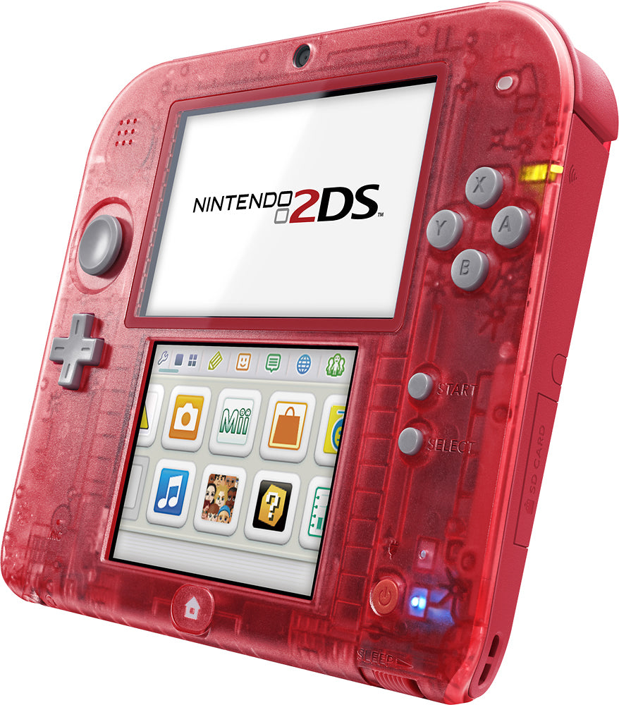 Nintendo 2DS Handheld Gaming Console - Crystal Red Edition | Portable Game System for Kids & Adults | Perfect for Travel, Commuting & Home Entertainment