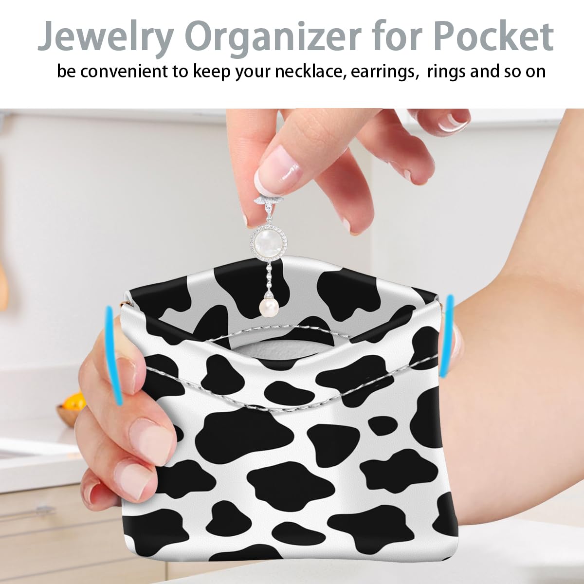 Multi-Function Small Coin Purse & Makeup Organizer - Slim Card Holder for Wallet, Lipstick, Change & Essentials (Cow Print) | Perfect for Travel, Daily Use & Gift Giving