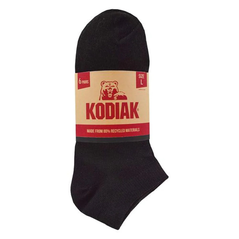 Kodiak Men's 6-Pack Low Cut Ankle Socks - Breathable Cotton Crew Socks for Work, Gym & Everyday Wear