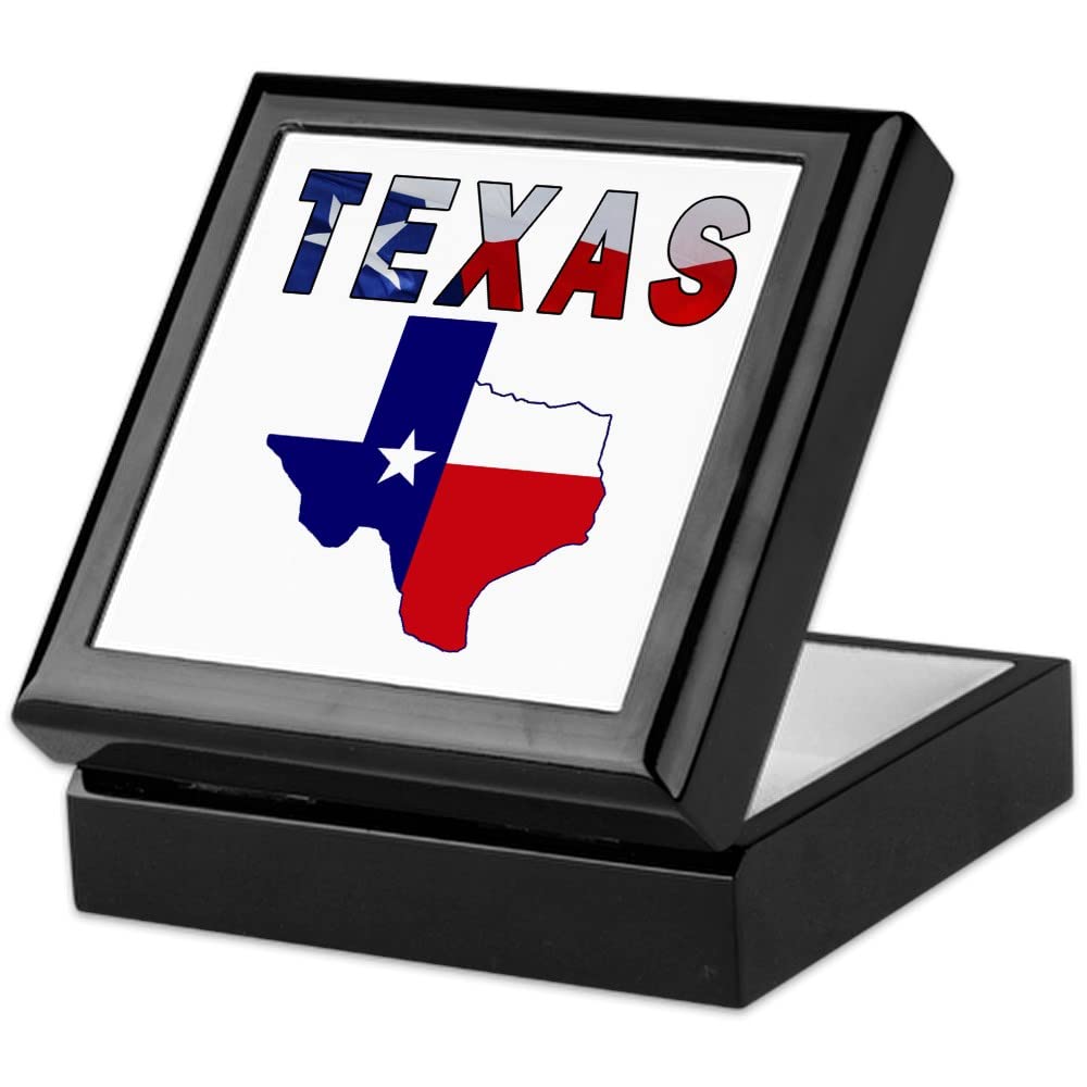 **Texas Flag Map Keepsake Box - Handcrafted Hardwood Jewelry Box with Velvet Lining - Perfect for Gifts, Souvenirs & Home Décor**    *(Use Cases: Ideal for storing jewelry, keepsakes, heirlooms, or as a unique Texas-themed gift for birthdays, anniversaries, or home decoration.)*
