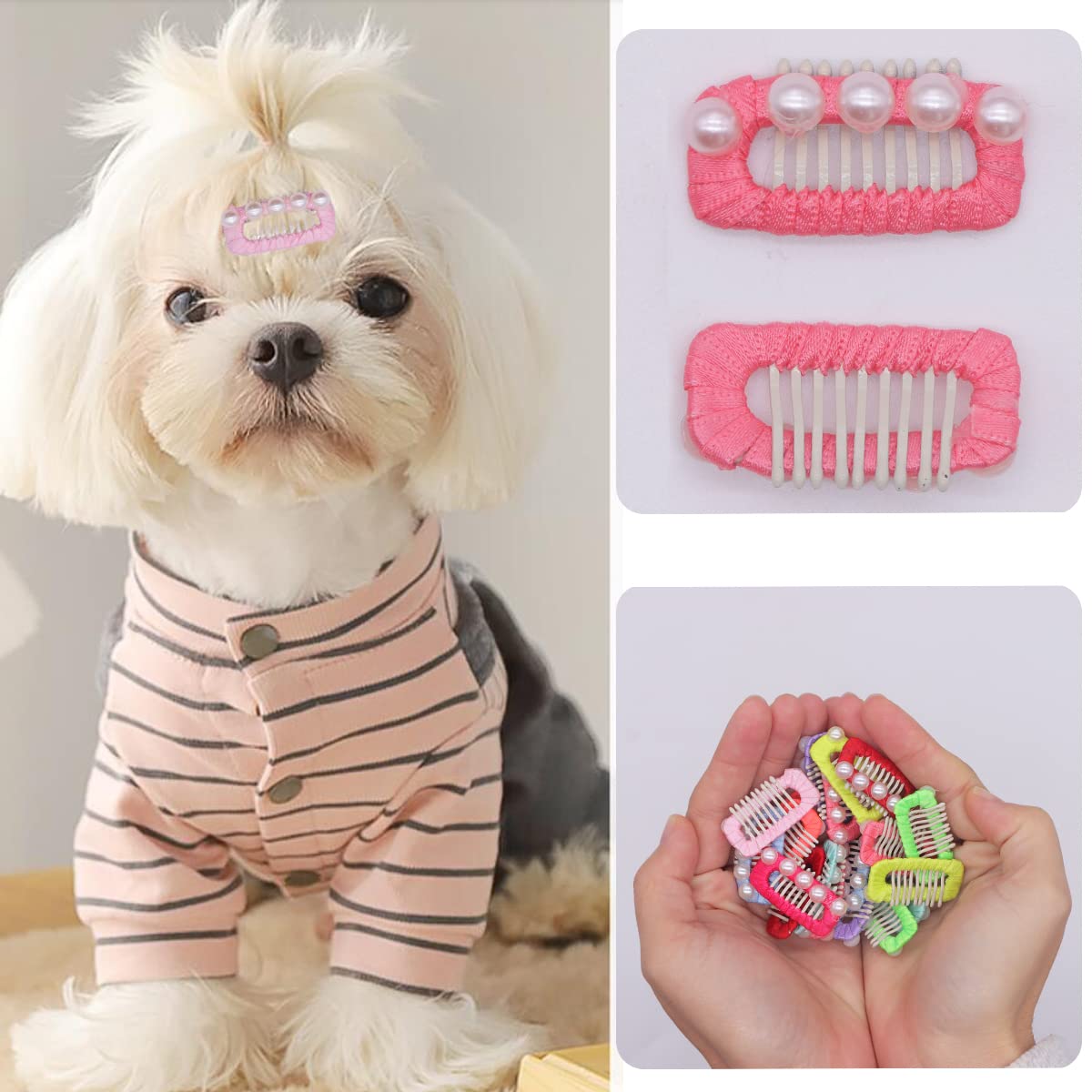 Wepetyo 20 PCS Cute Dog Hair Clips & Topknot Bows for Small Dogs - Pet Grooming Accessories in Mix Colors - Perfect for Puppy Parties, Grooming, and Daily Styling