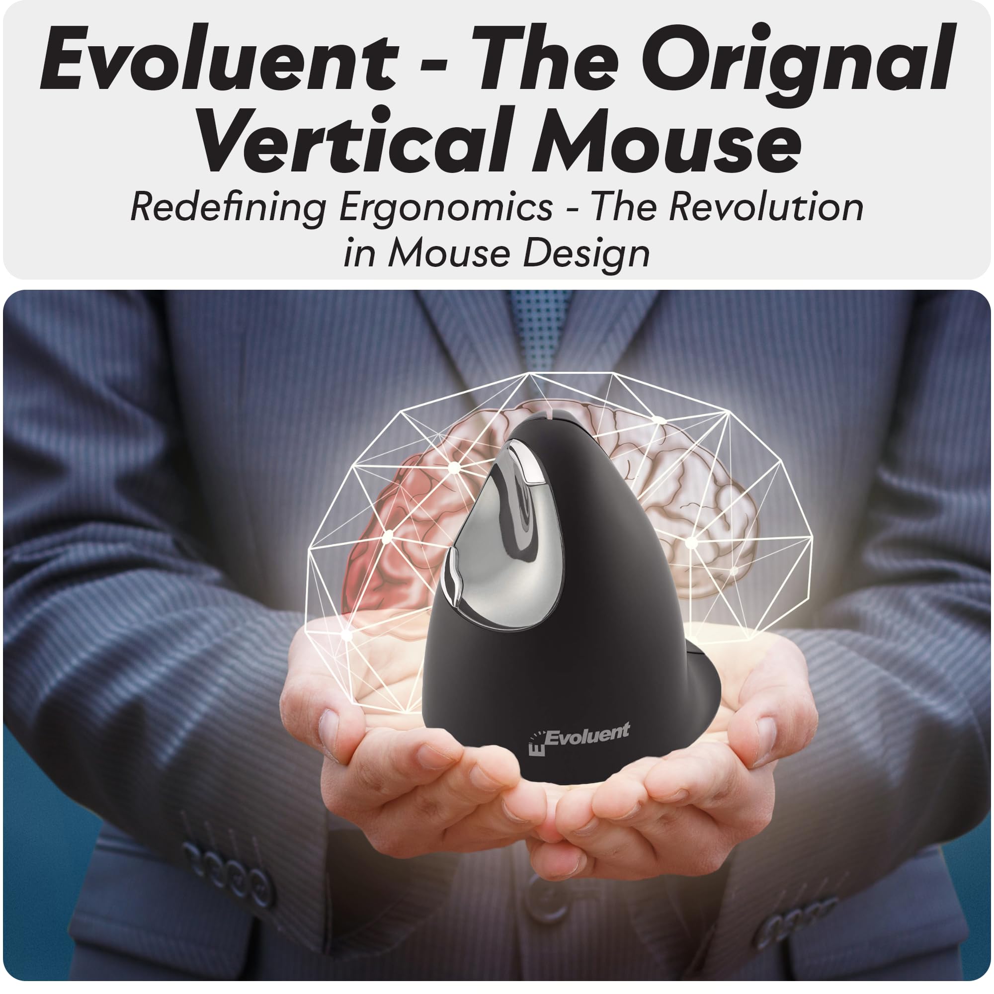 Evoluent VM4RM VerticalMouse 4 - Right Hand Ergonomic Wireless Mouse with Bluetooth for Mac OS (Regular Size) - Reduce Wrist Pain for Office Work, Gaming & Graphic Design
