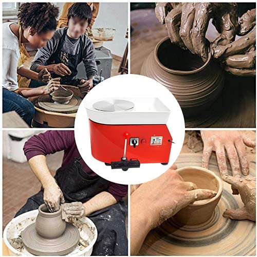 UCATQ 350W Electric Pottery Wheel with Foot Pedal - 25CM Ceramic Forming Machine for DIY Clay Art, Pottery Making & Craft Projects - Perfect for Beginners, Artists & Classroom Use (Orange)