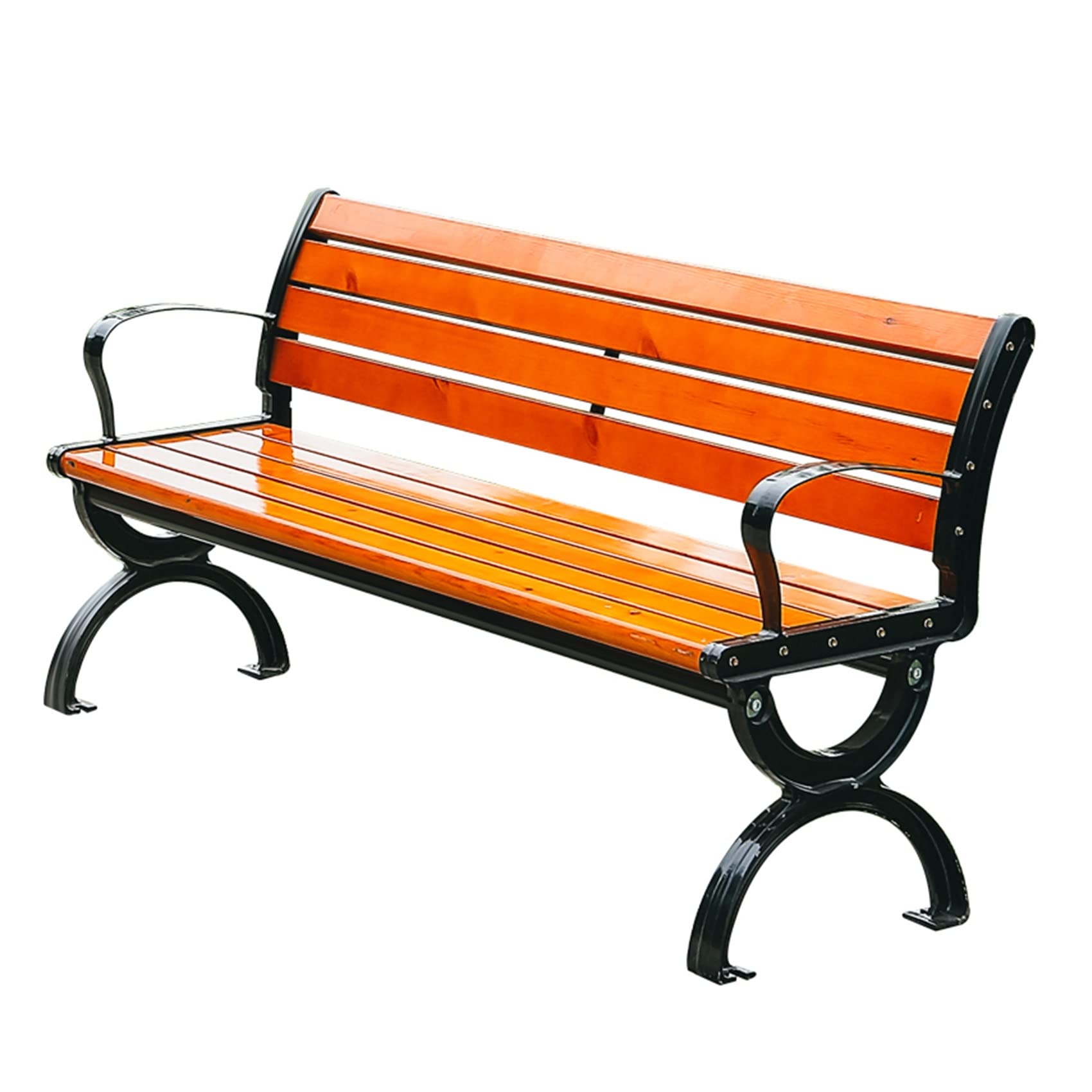 67IN(170CM) Cast Aluminum Outdoor Bench with Preservative Wood - Durable Patio Garden Bench for Backyard, Lawn, Porch & Walkway | Perfect for Relaxing, Entertaining & Outdoor Decor