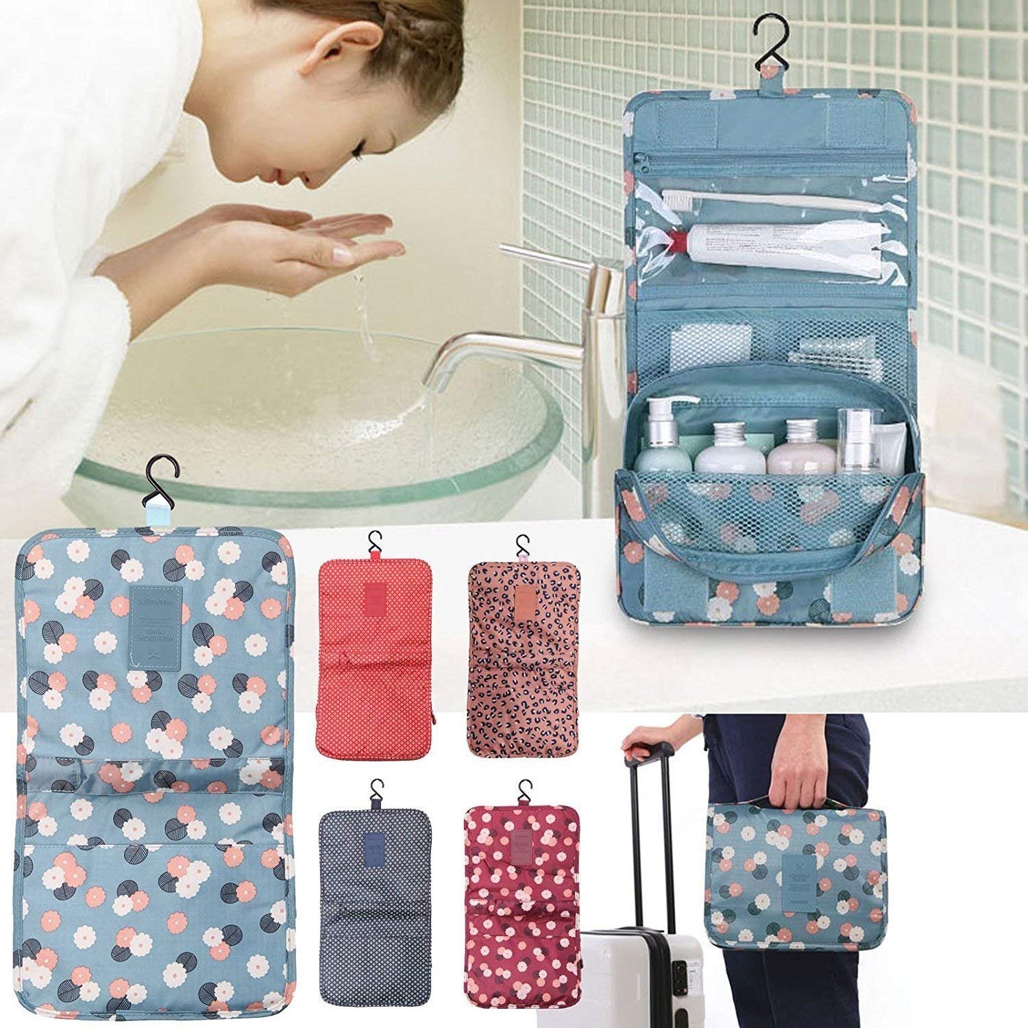 Eopzo Multi-Functional Hanging Toiletry Bag for Travel - Waterproof Cosmetic & Makeup Organizer with Separate Compartments, Perfect Shaving Kit Pouch for Men & Women | Ideal for Camping, Business Trips & Vacation (Color Options Available)