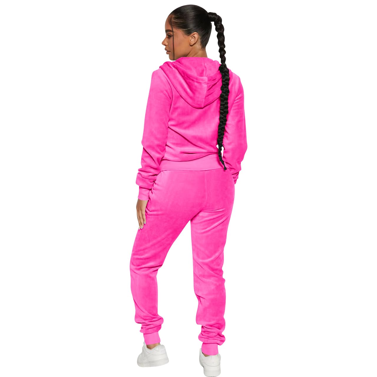 Yidengymx Women's 2-Piece Velour Tracksuit Set - Soft Velvet Hooded Lounge Outfit for Women | Cozy Home Wear, Casual Street Style & Gym Jogging Suit