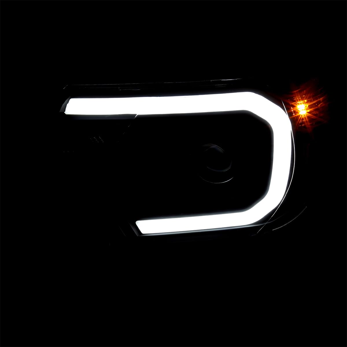 Spec-D Tuning Black Projector Headlights with LED Bar - Compatible with 2012-2015 Toyota Tacoma - Left & Right Headlight Assembly - Upgrade for Off-Road & Night Driving