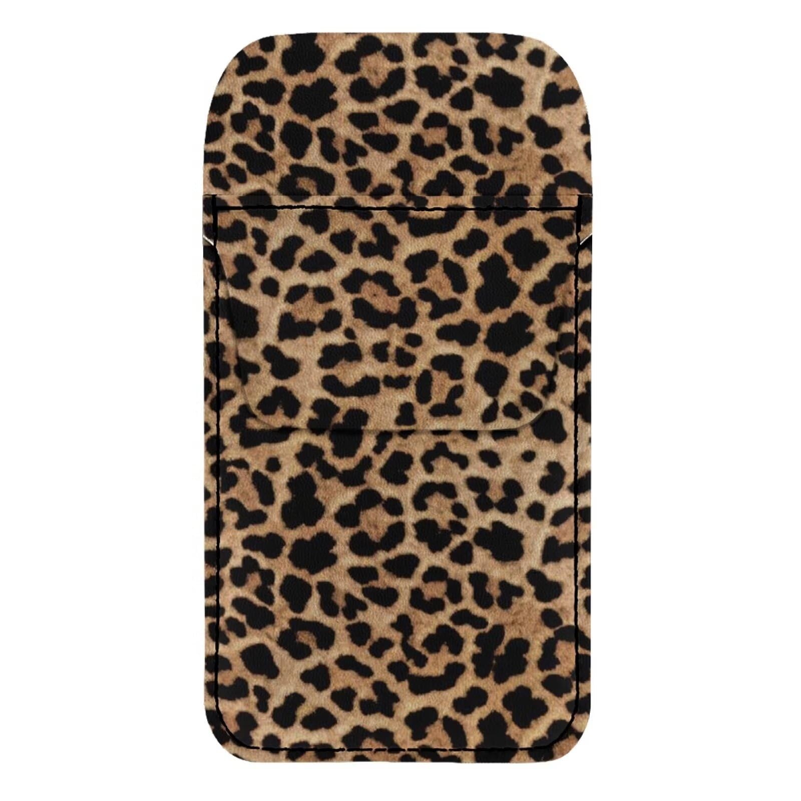 Brown Leopard Print Leather Pencil Pouch - Pocket Protector for Pens & Pencils, Office & School Supplies Organizer - Perfect for Home, Office, School & Travel Use