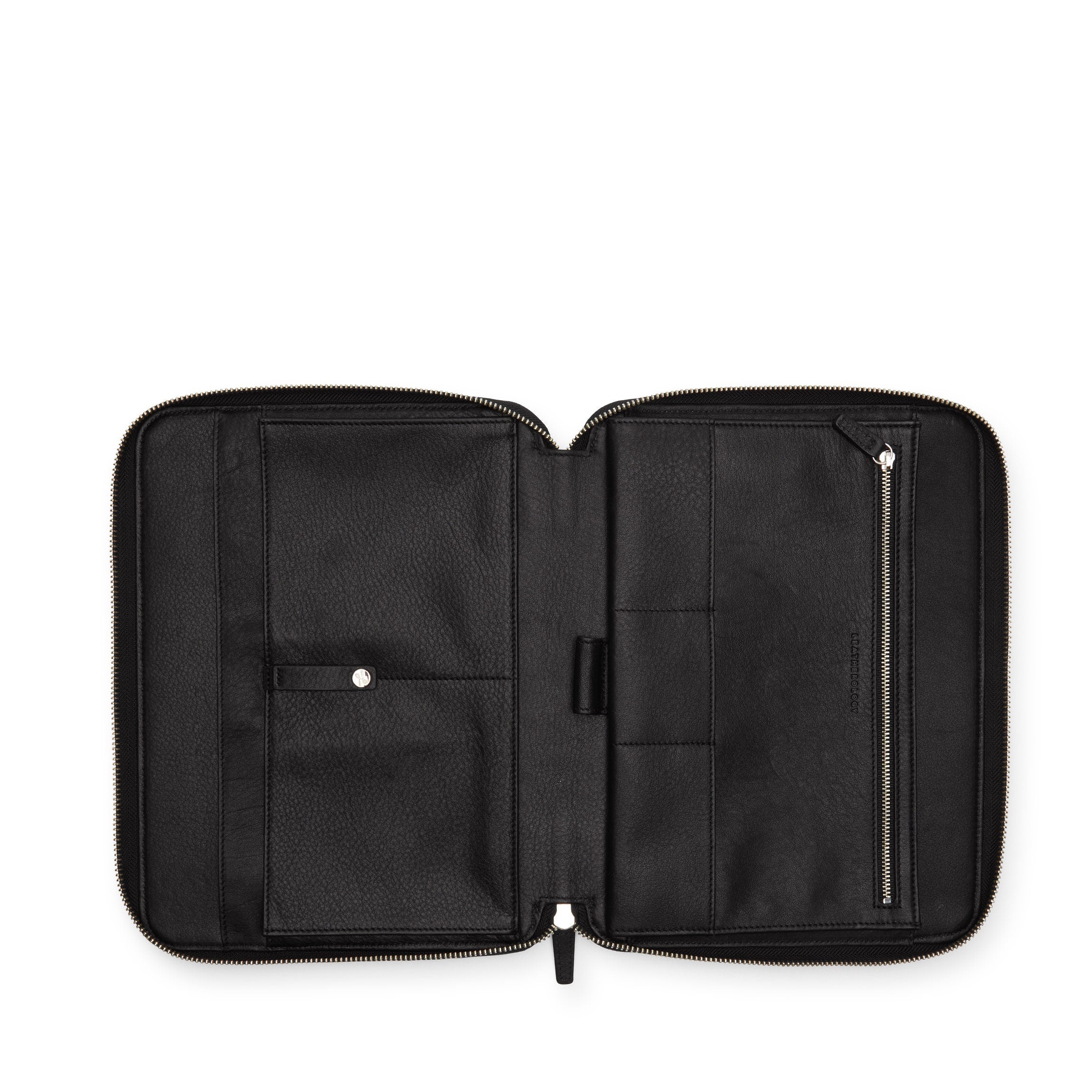 Tech Folio Black Onyx - Premium Leather Laptop Briefcase for Business & Travel | Slim Professional Portfolio with Multiple Pockets | Perfect for Work, Office, and Business Trips