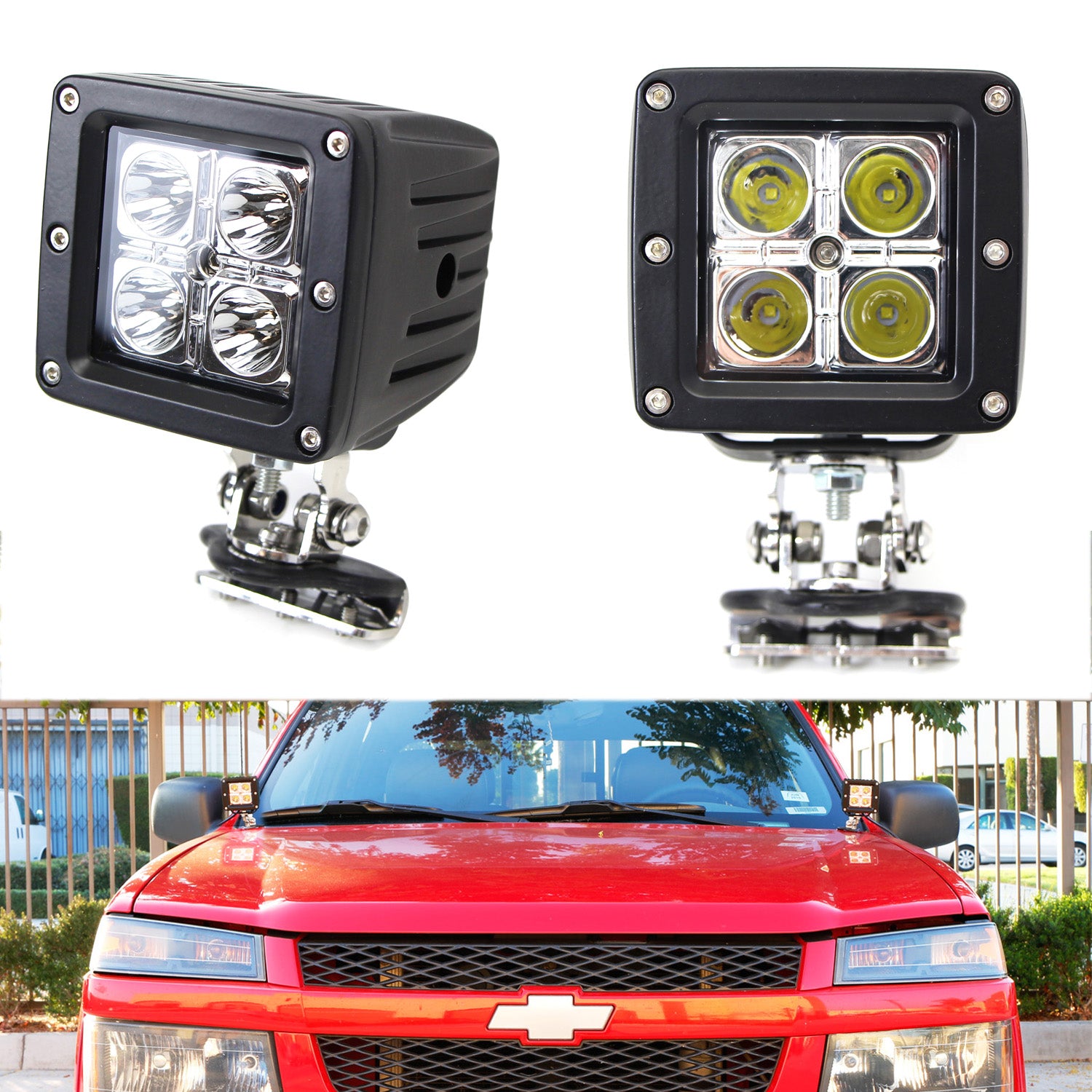 40W CREE LED Pods with Universal A-Pillar Hinge Bracket & Wiring Kit - Waterproof Off-Road Lights for Trucks, Jeeps, SUVs - Perfect for Night Driving, Camping, and Off-Road Adventures