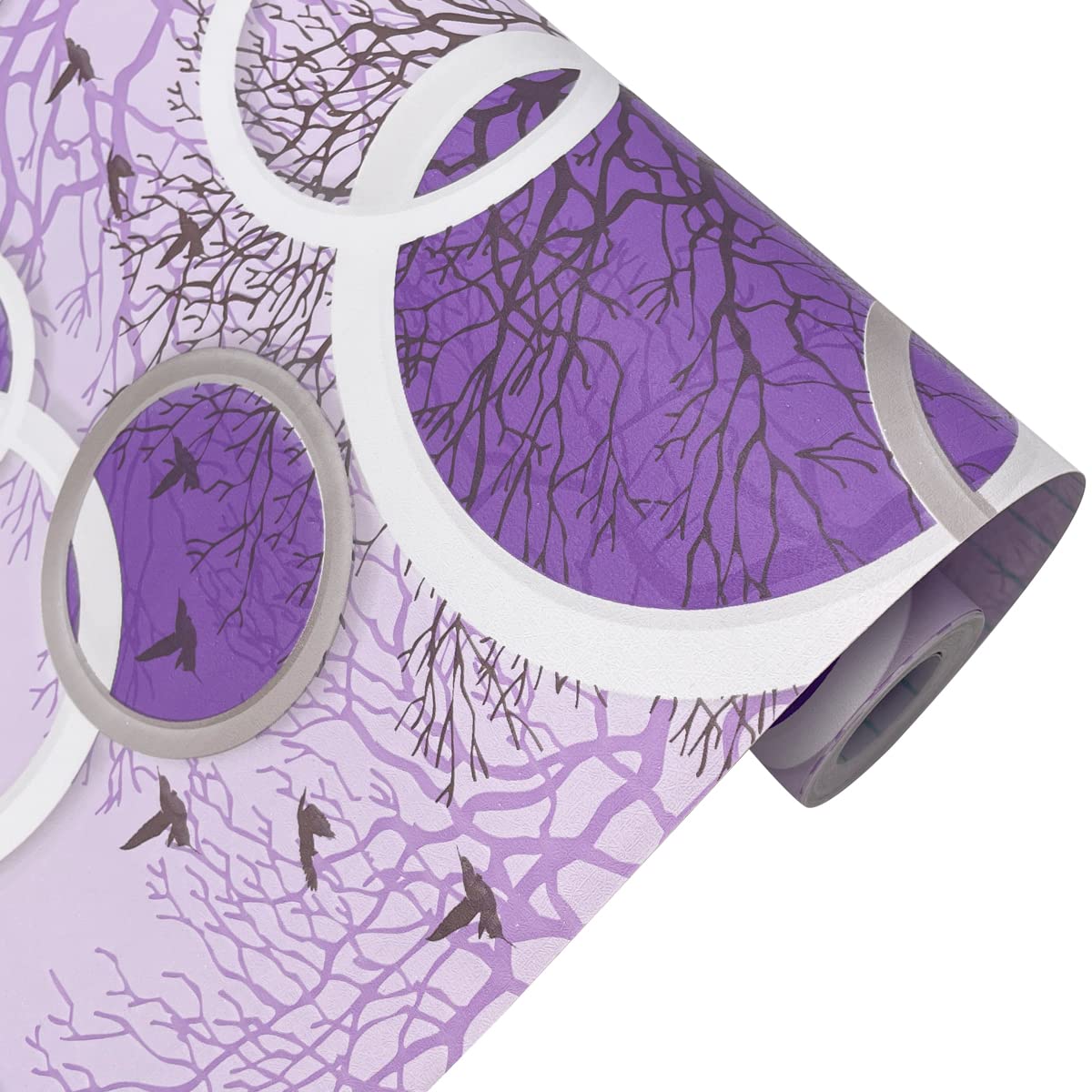 2 Pack Purple Tree Rings Self-Adhesive Shelf Liners - 17.7 Inch Wide Non-Slip Drawer & Cabinet Liner for Kitchen, Bathroom, Bookshelves and Bed Headboard Protection