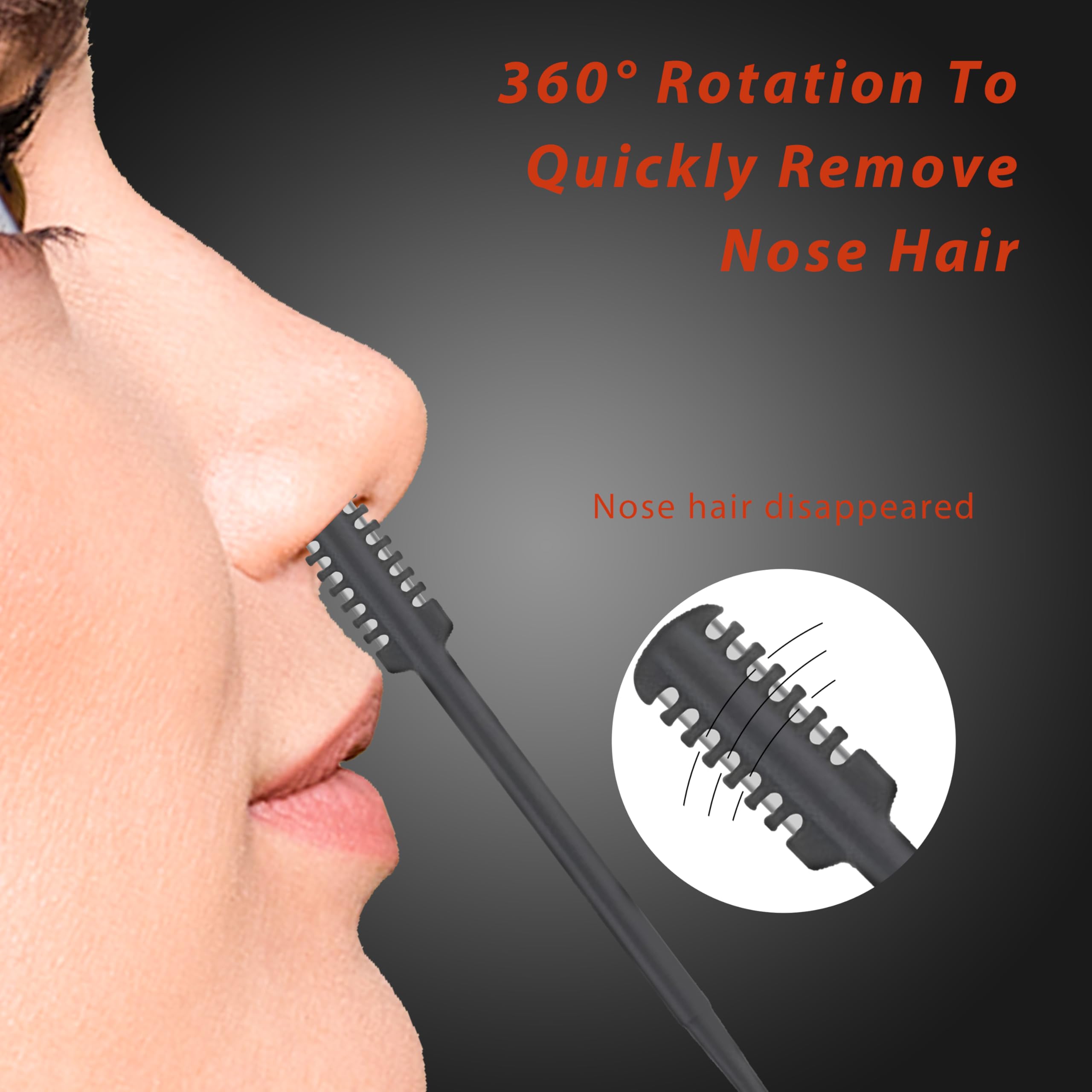 FloraVigo 360° Rotating Double Head Nose Hair Trimmer for Men & Women - Manual Nose Hair Razor & Grooming Tool (Black) - Perfect for Travel, Home & Personal Care