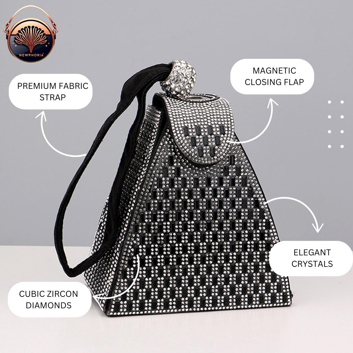 Stylish Black P15 Women's Purse - Fashionable Handbag for Girls, Elegant Banquet Clutch | Perfect for Parties, Weddings & Evening Events