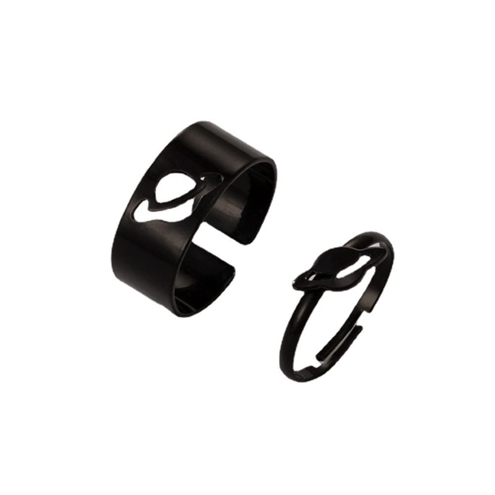 Best Friends BFF Rings for Couples - Matching Love Heart Moon Star Planet Promise Rings for Women & Men | TikTok Y2K Trendy Jewelry Gift for Anniversaries, Valentine's Day & Romantic Occasions