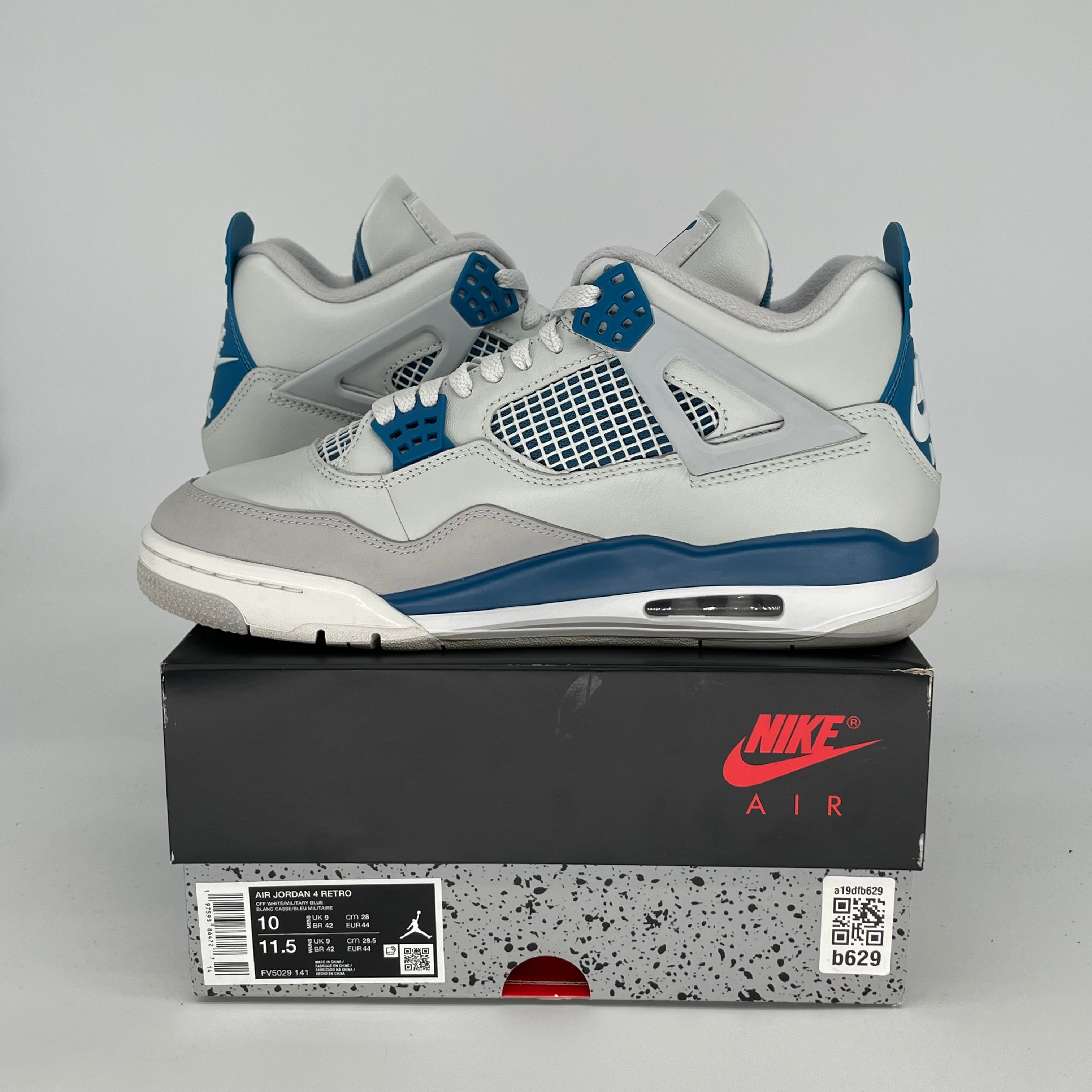 Original Air Jordan 4 Military Blue Men's/Women's Sneakers Size 10 & 11.5W (FV5029-141) - Retro Basketball Shoes for Casual Wear & Street Style