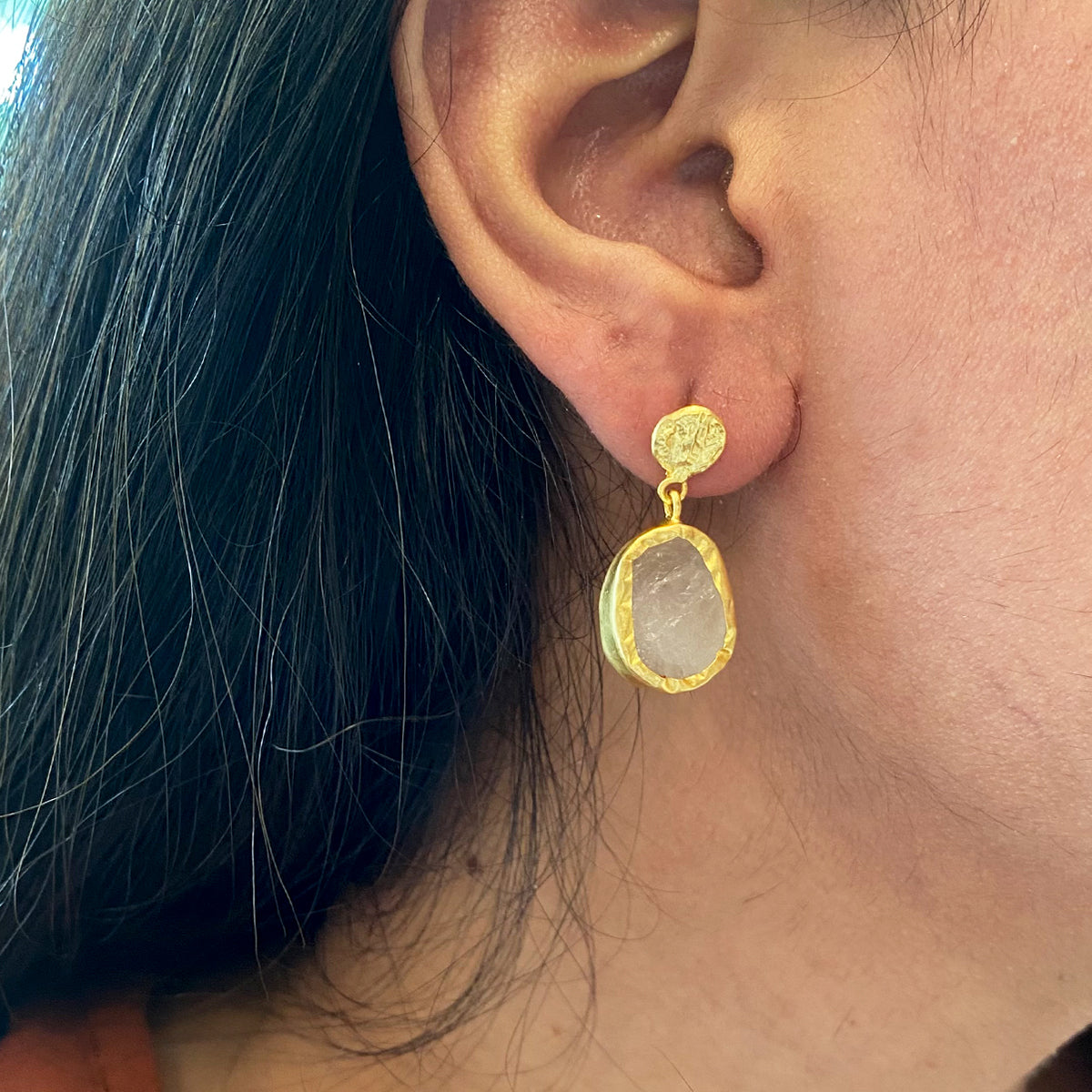 Elegant Gold Rose Quartz Earrings for Women - Perfect for Weddings, Parties & Everyday Wear