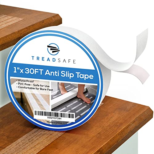 TREADSAFE Clear Anti-Slip Grip Tape for Stairs - Non-Slip Safety Tape for Indoor & Outdoor Wooden Steps - Durable Friction Strips for Stair Tread Protection (Perfect for Homes, Offices, and Public Spaces)