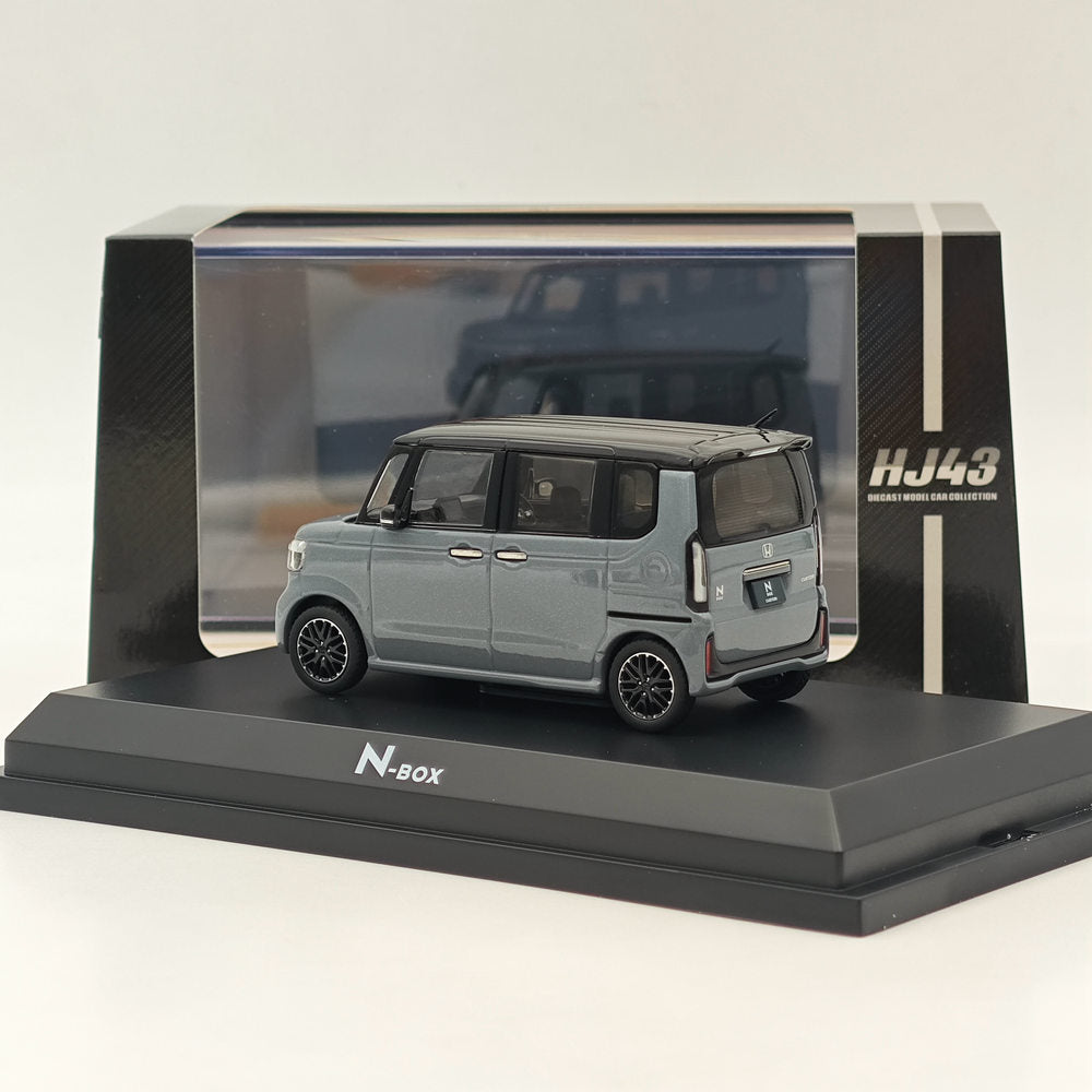 1/43 Honda N BOX Custom Slate Grey Pearl & Black Diecast Model Car - Limited Edition Collectible for Car Enthusiasts & Display - Perfect for Home Office Decor, Gift for Collectors, and Model Car Showcase