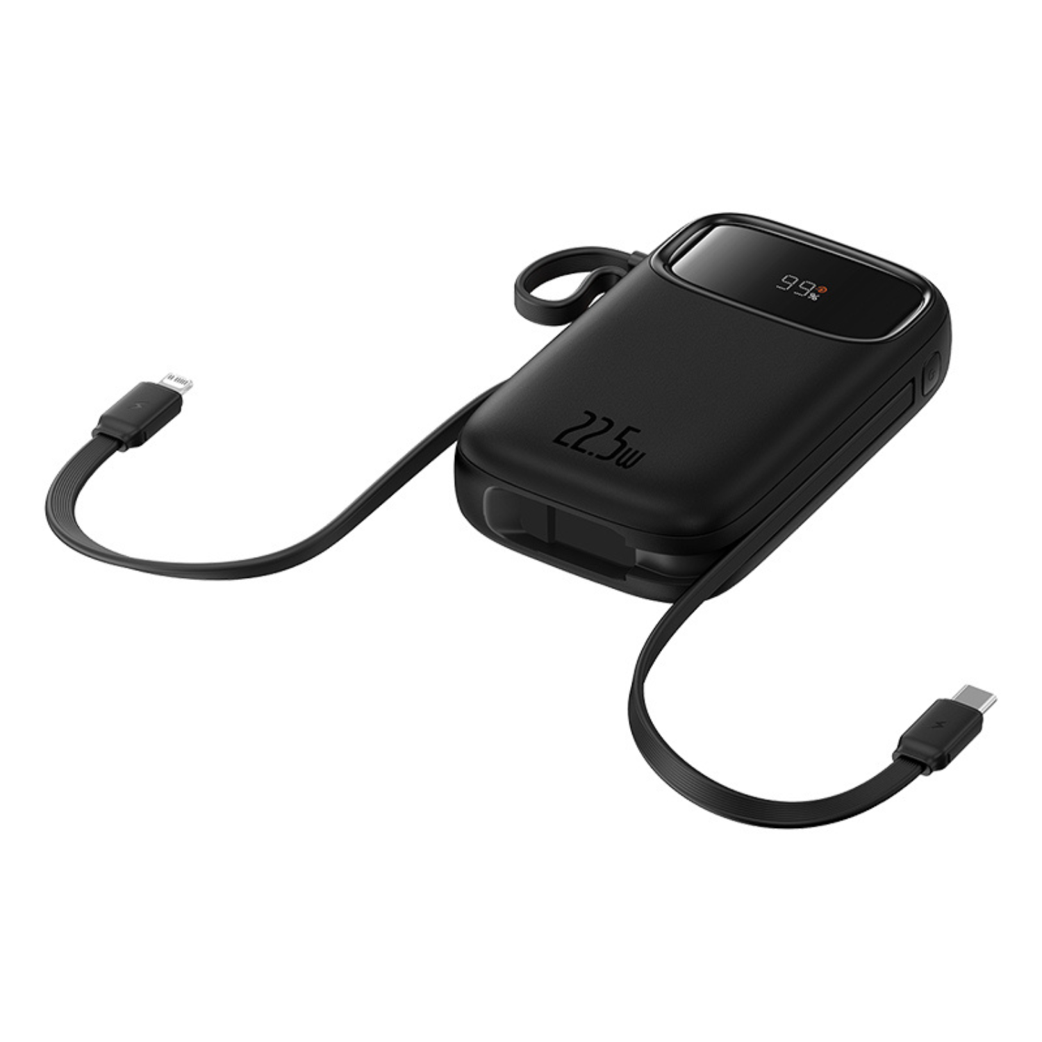 Baseus Qpow2 10000mAh Power Bank with Digital Display - 22.5W Fast Charging Portable Charger with Lightning & Type C Cables (Black) - Perfect for Travel, Camping & Emergency Power Backup