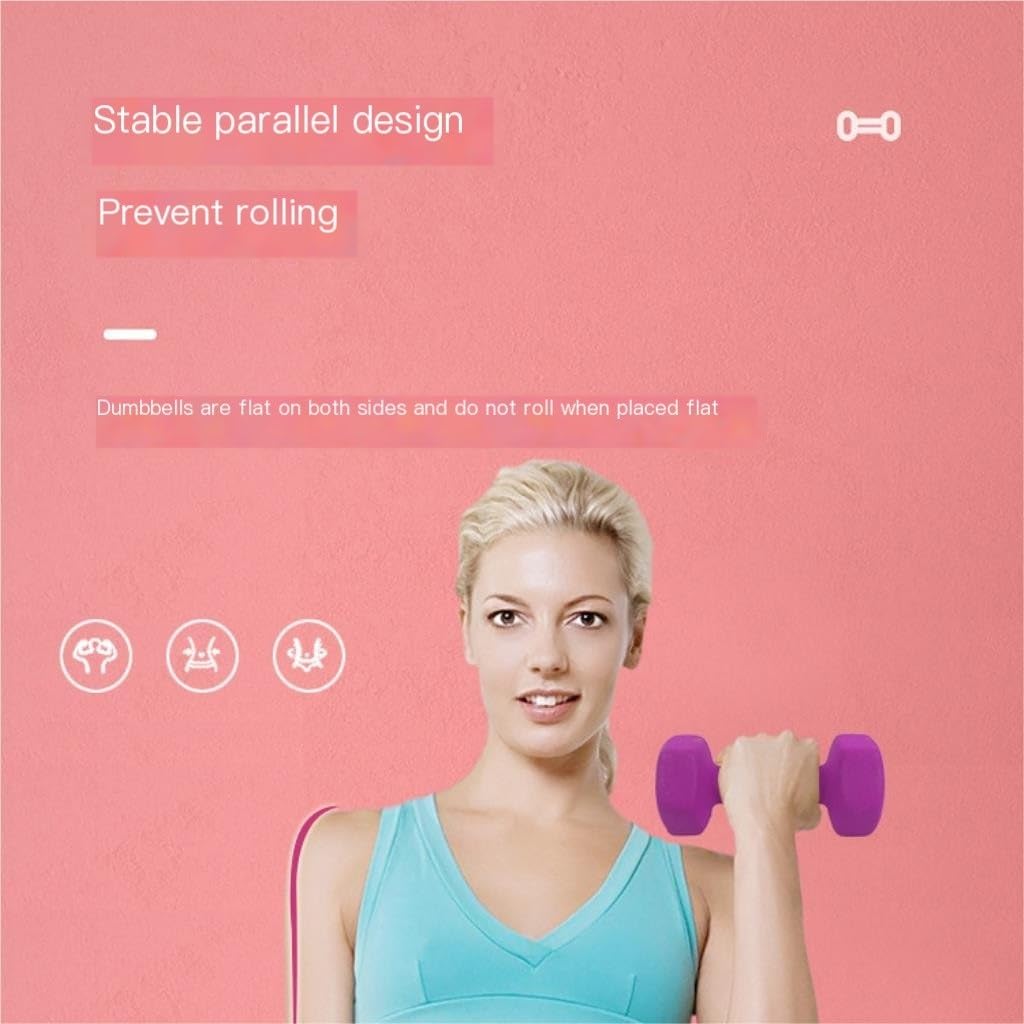 Hexagonal Dumbbells Set for Home Fitness - 4kg Purple Dumbbells for Men & Women - Perfect for Strength Training, Weightlifting & Home Workouts