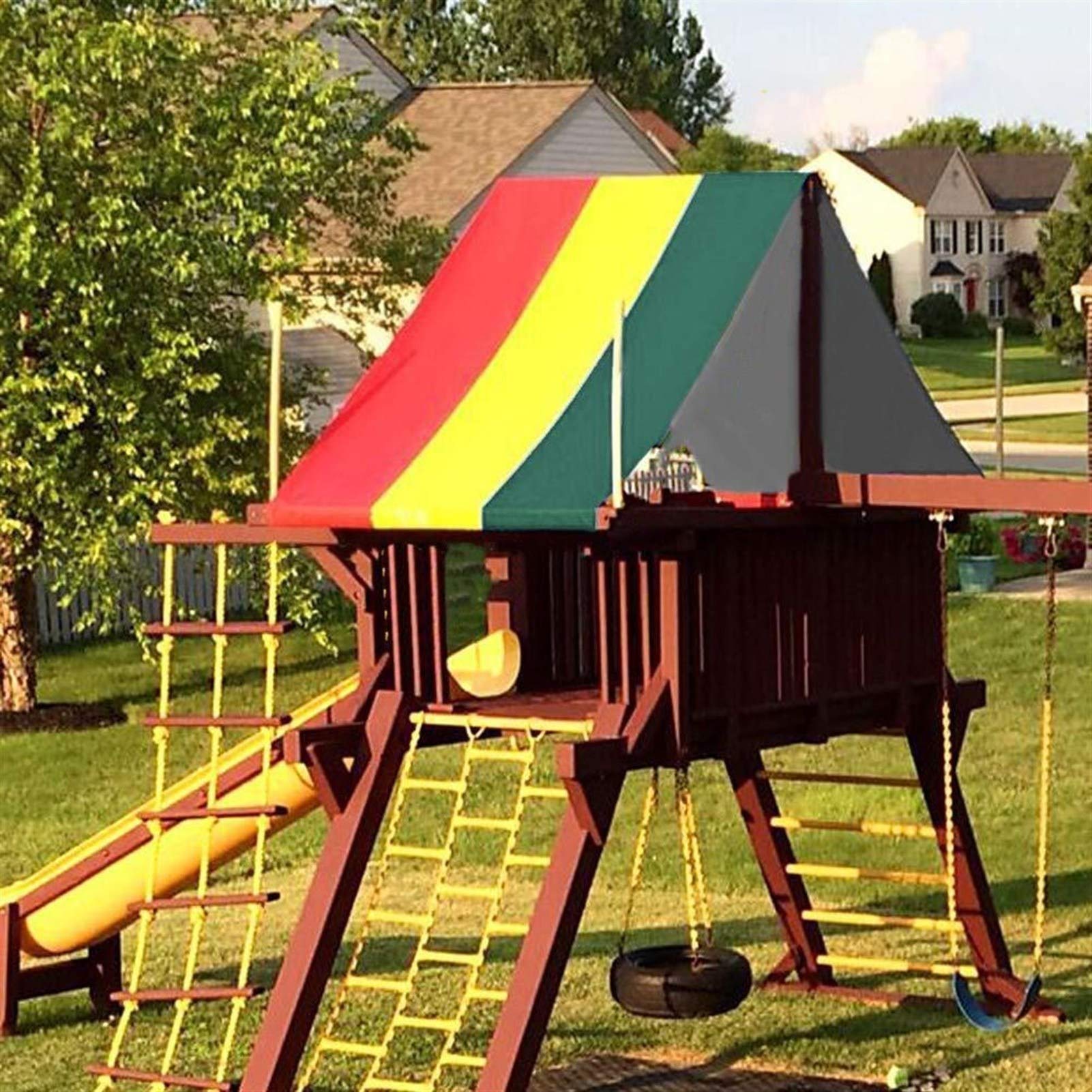 LQQ Swing Set Replacement Tarp - Waterproof & Sunproof Outdoor Swingset Shade Cover for Kids Playground (132X226CM) | Durable Canopy for Patio, Yard & Backyard Play Areas | UV Protection & Collapsible Design