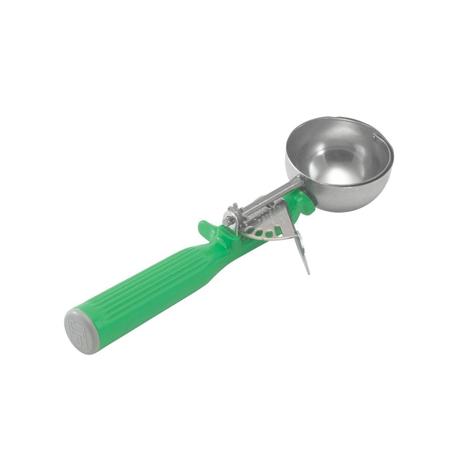 Vollrath #12 2.66 Oz Disher Scoop with Green Handle - Perfect for Cookie Dough, Ice Cream & Food Portioning