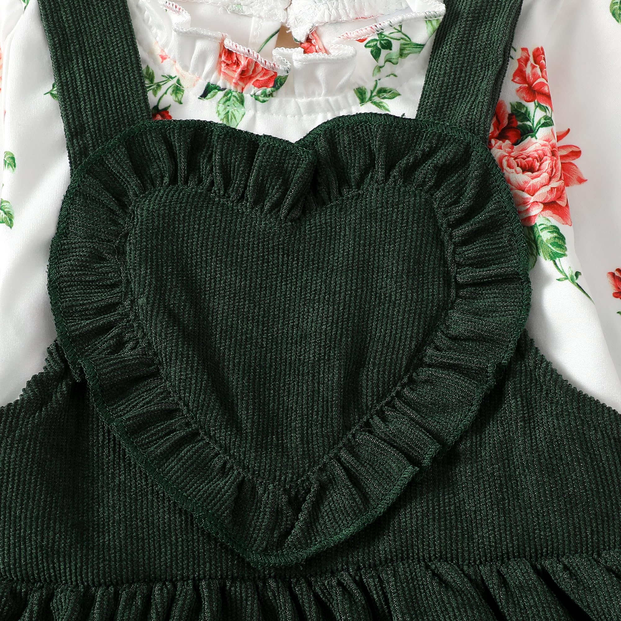 OLLUISNEO Newborn Baby Girl Clothes - Winter Floral Dress & Romper Set with Long Sleeves | Perfect for Fall/Winter Outfits, Holiday Photos & Special Occasions