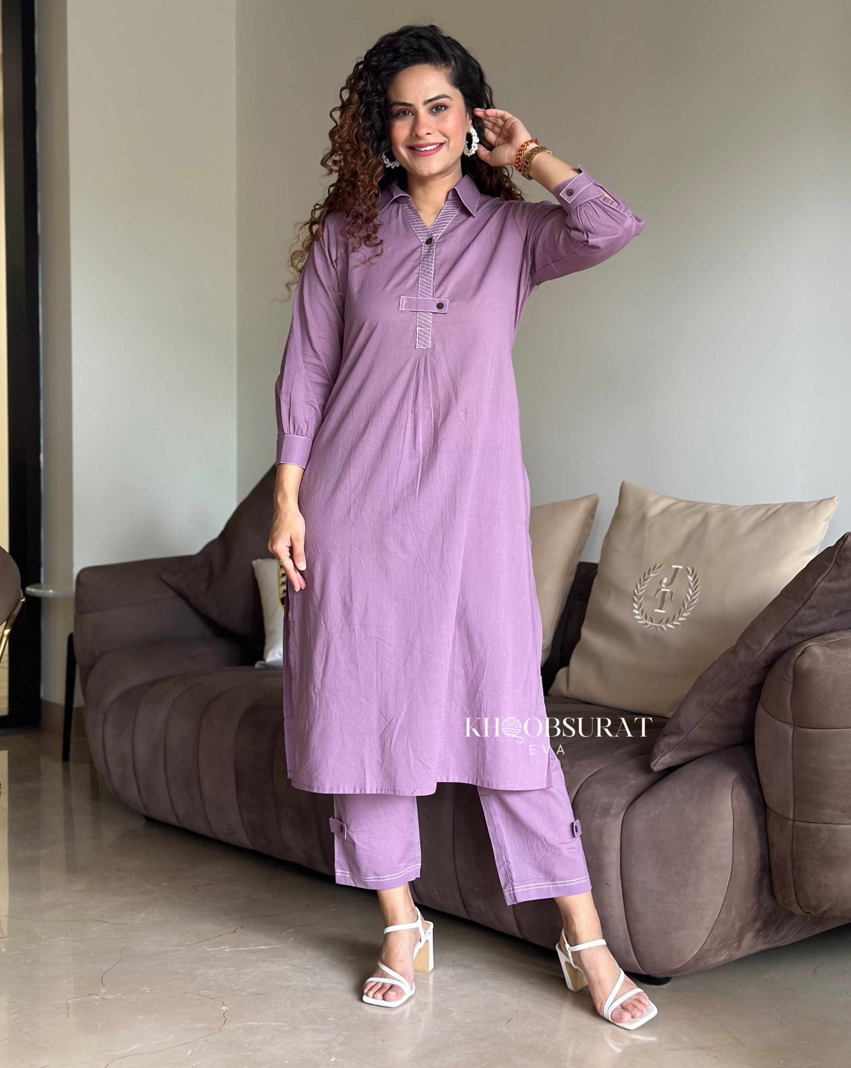 Stylish Cotton Breeze Purple Kurta Set for Women - Comfortable Traditional Indian Outfit for Festivals, Parties & Casual Wear