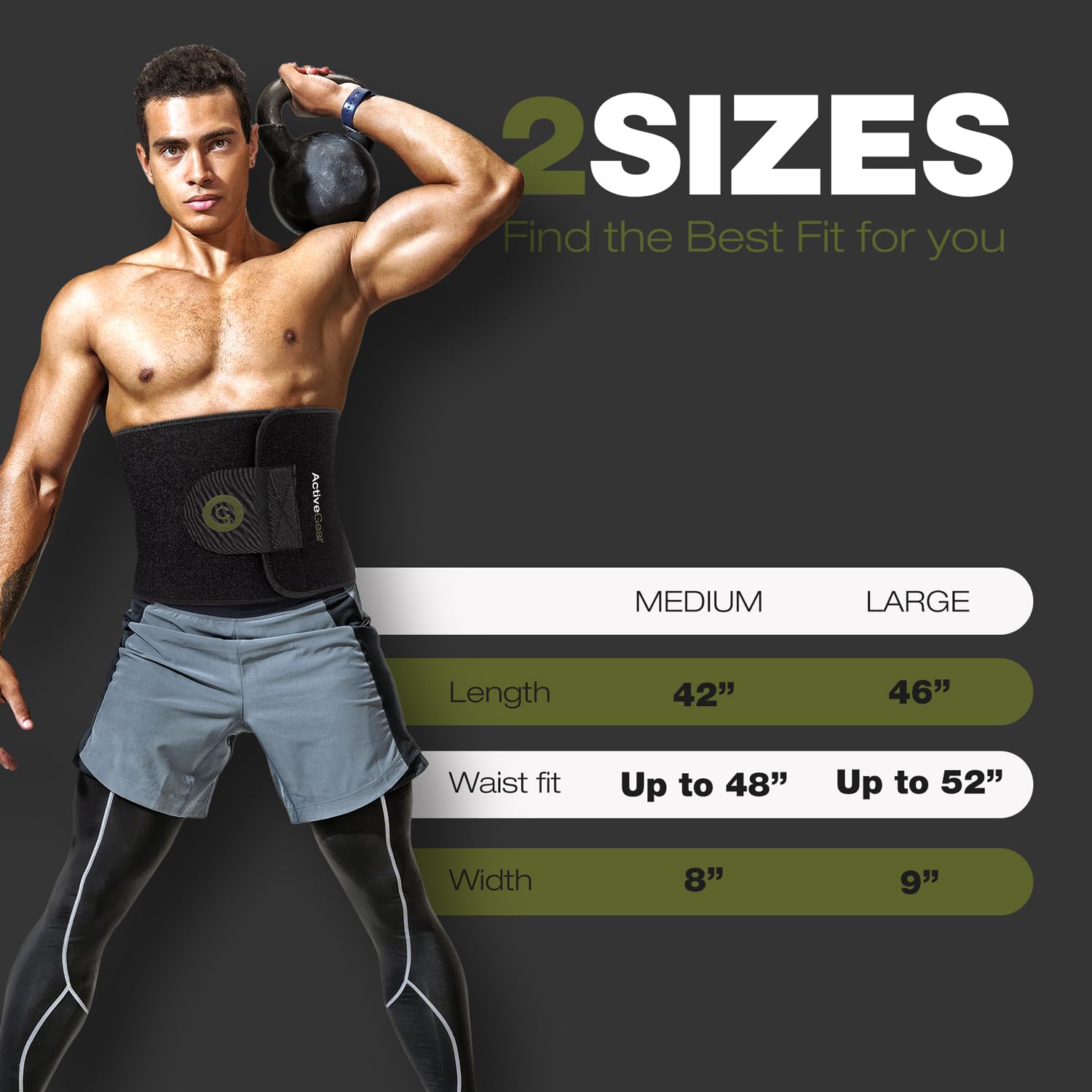 ActiveGear Premium Adjustable Waist Trimmer Belt for Men & Women - Sweat-Enhancing Slimming Wrap for Stomach & Core Workouts - Ideal for Gym, Running & Weight Loss Training