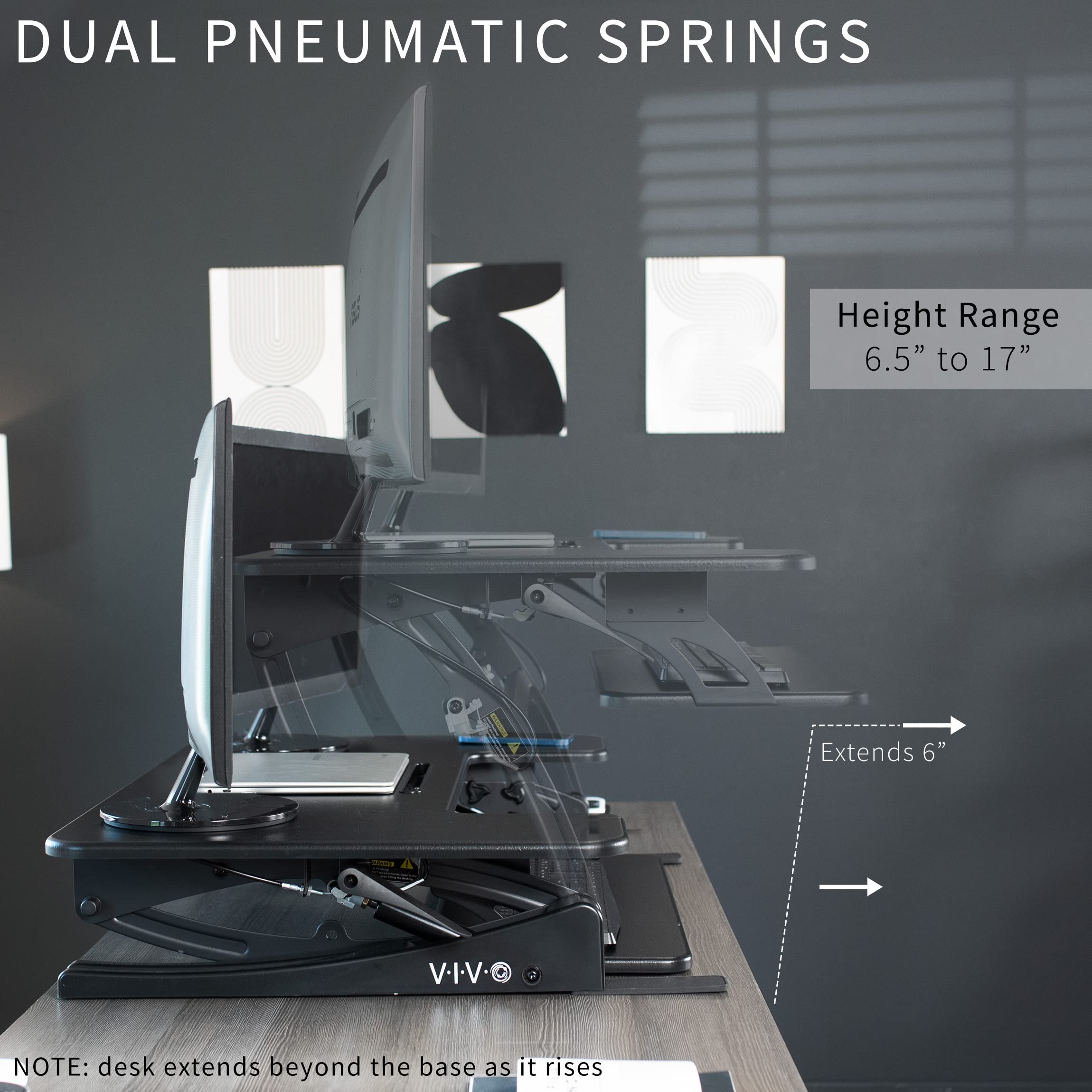 VIVO V Series 48 Inch Height Adjustable Standing Desk Converter - Quick Sit to Stand Dual Monitor Riser Workstation for Home & Office (Black, DESK-V048V) - Perfect for Ergonomic Workspaces, Computer Desks, and Productivity Setups