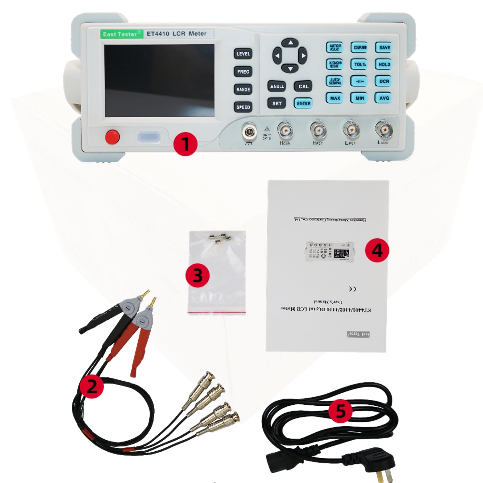 ET4410 Digital LCR Meter - 100KHz 0.1% Accuracy Capacitance Inductance Resistance Tester for Electronics Repair, Component Testing & Circuit Analysis