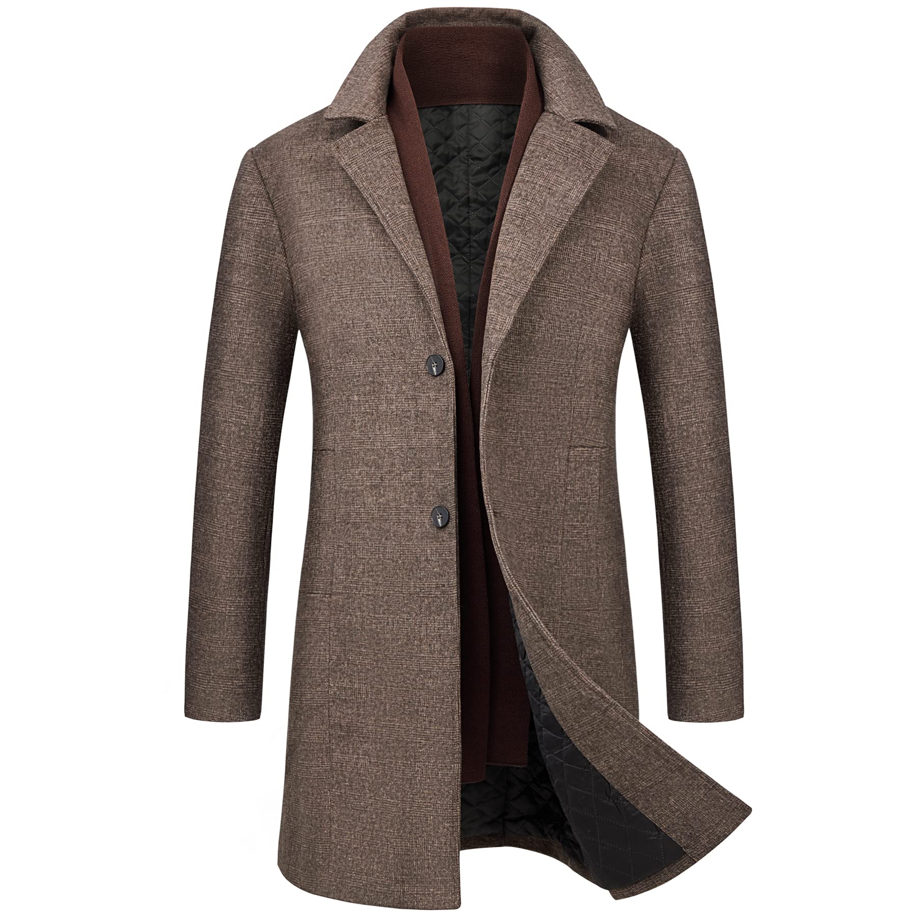 WULFUL Men's Wool Trench Coat - Slim Fit Winter Overcoat for Business & Casual Wear | Perfect for Office, Dates & Cold Weather