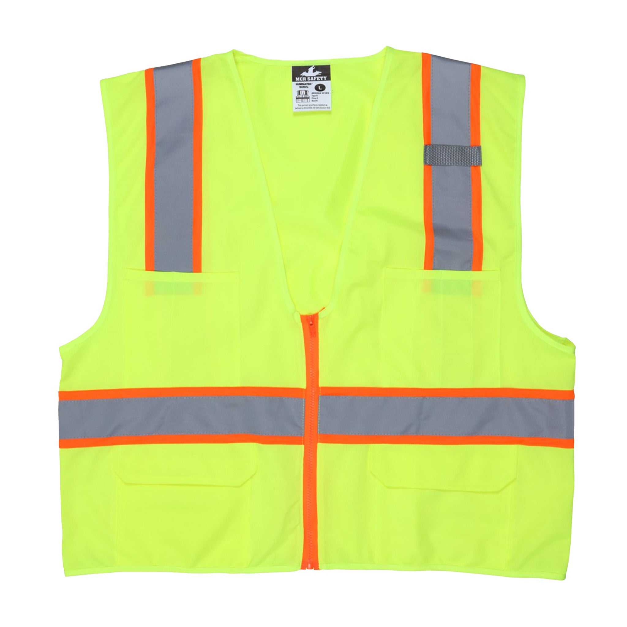 High Visibility Surveyor Safety Vest with Heavy Duty Zipper - ANSI Certified Reflective Work Vest for Construction, Roadside & Outdoor Safety