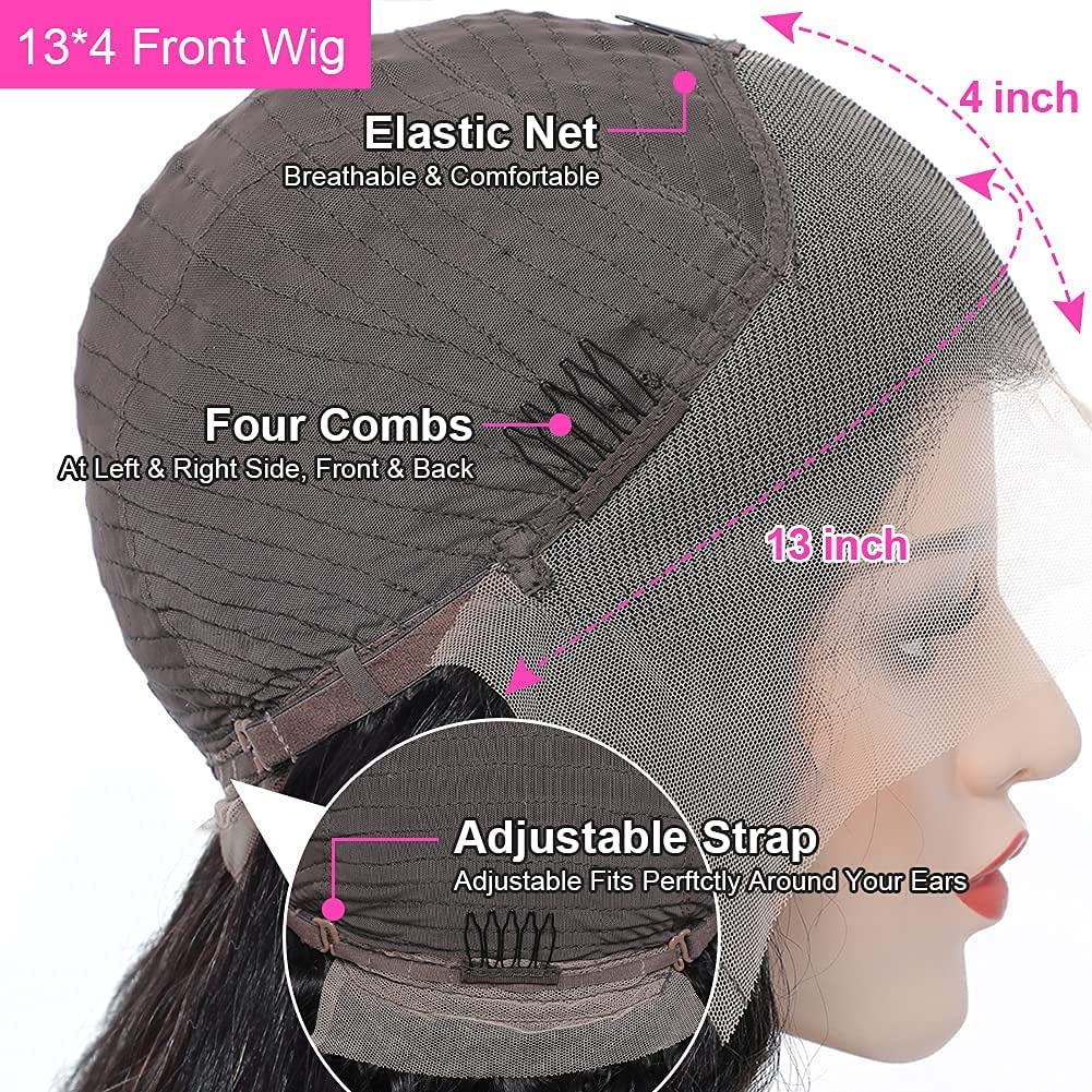 34 Inch Straight Lace Front Wigs Human Hair - Pre Plucked 13x6 HD Lace Front Wig 200% Density - Natural Black Straight Human Hair Wig for Women - Perfect for Daily Wear, Cosplay & Special Occasions