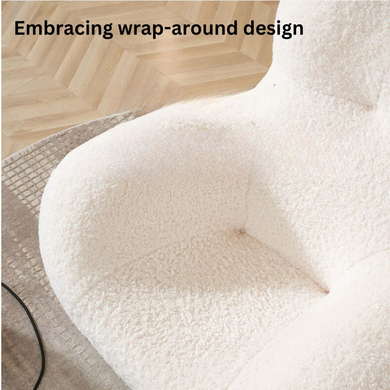 White Boucle Creative Armchair - Modern Lazy Sofa Single Chair with Embrace Style - Perfect for Living Room, Bedroom or Office Lounge Chair