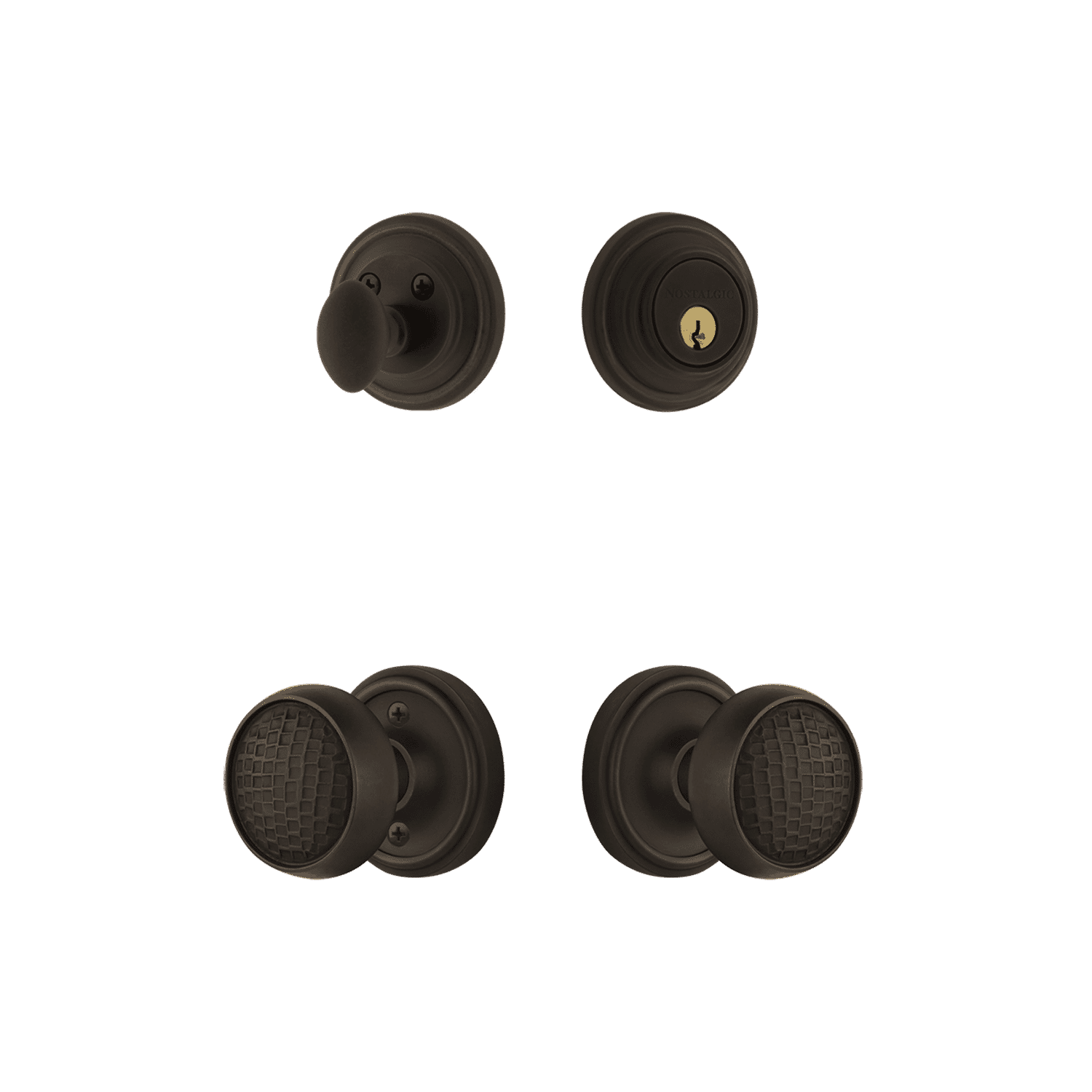 Classic Rosette Entry Door Handle Set with Craftsman Knob in Oil Rubbed Bronze Finish - Perfect for Front Doors, Interior Doors & Home Renovation Projects