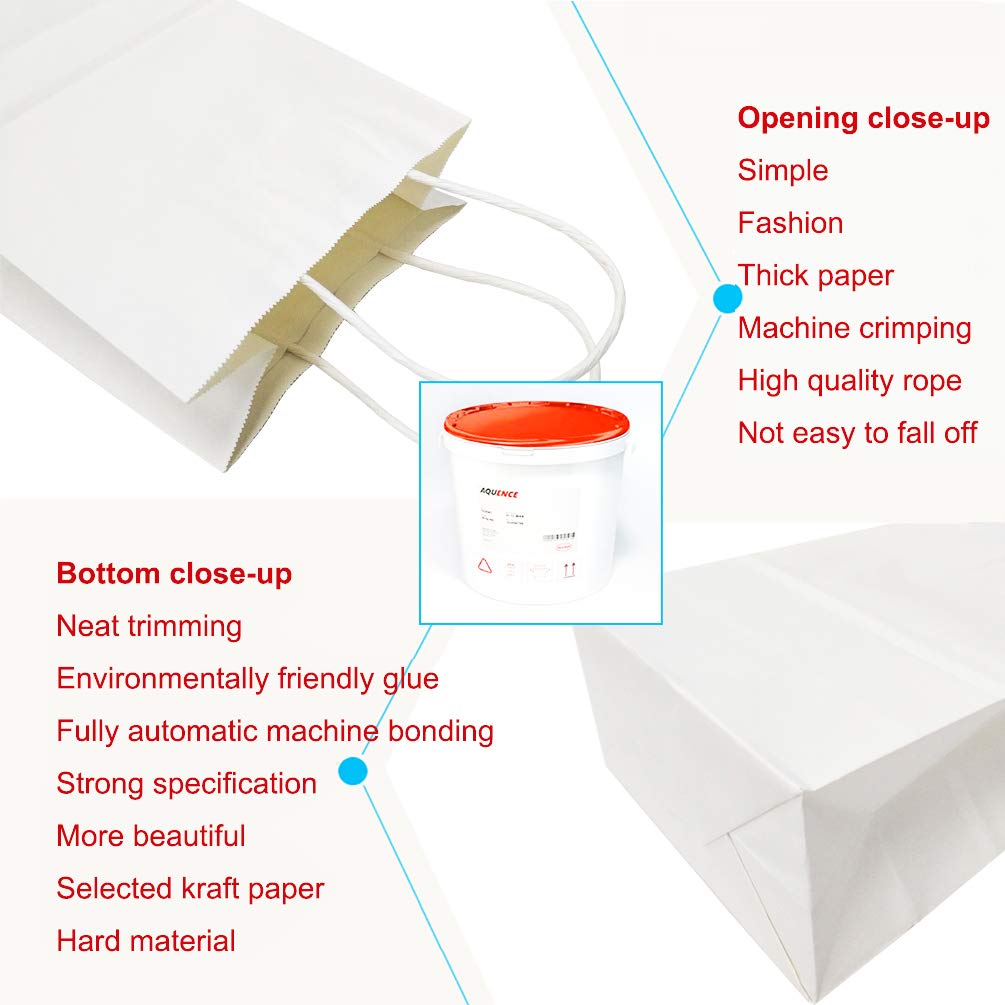 AZOWA White Kraft Paper Gift Bags with Handles - 5x3.1x8.2 Inches - Bulk 25 Count - Eco-Friendly Party Favor Bags for Weddings, Birthdays, Baby Showers & Retail Packaging