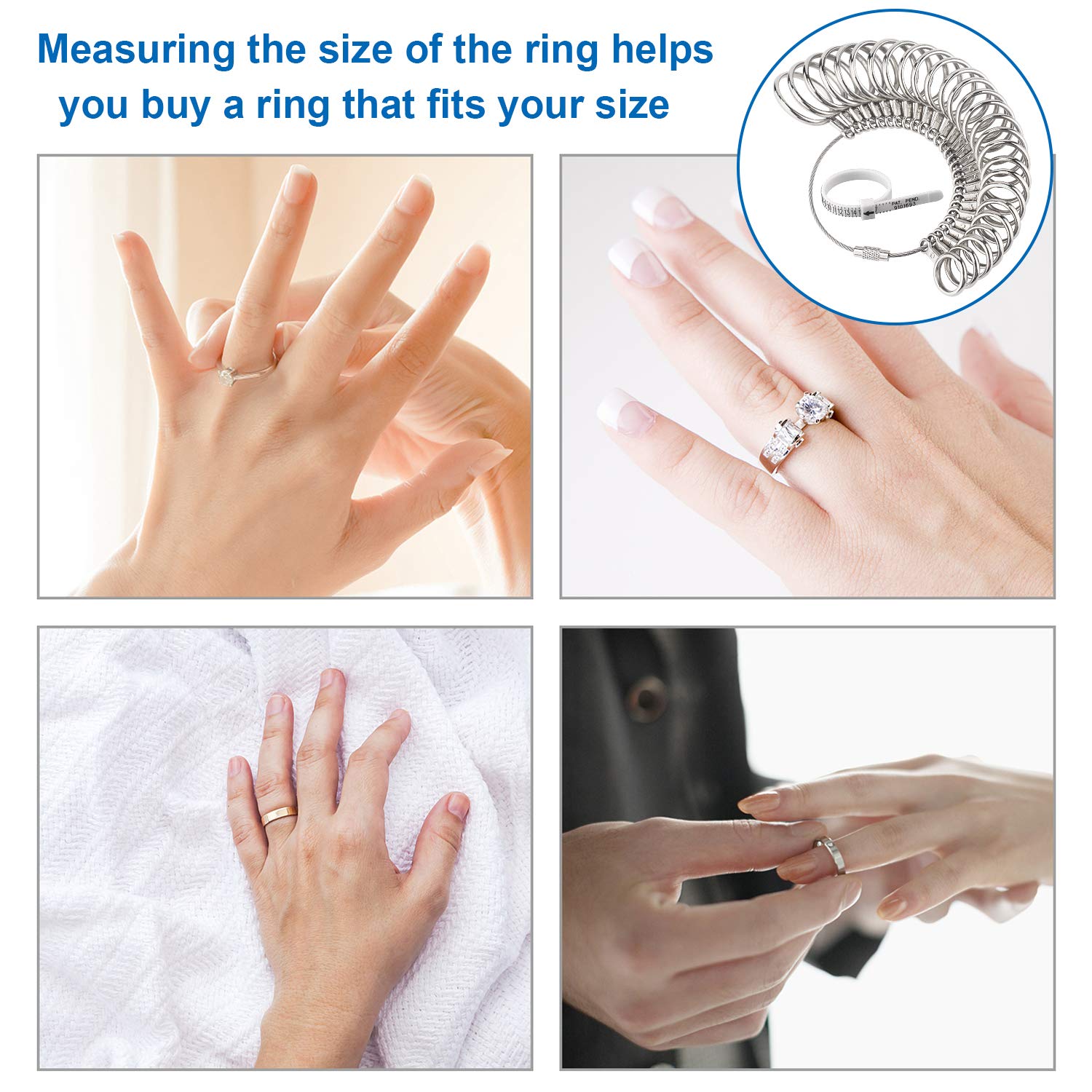 Stainless Steel Ring Sizer Gauge Set (Sizes 0-13) - Professional Finger Ring Measuring Tool with Adjustable Belt for Accurate Jewelry Sizing - Perfect for Jewelers, Engagements & Wedding Ring Fitting